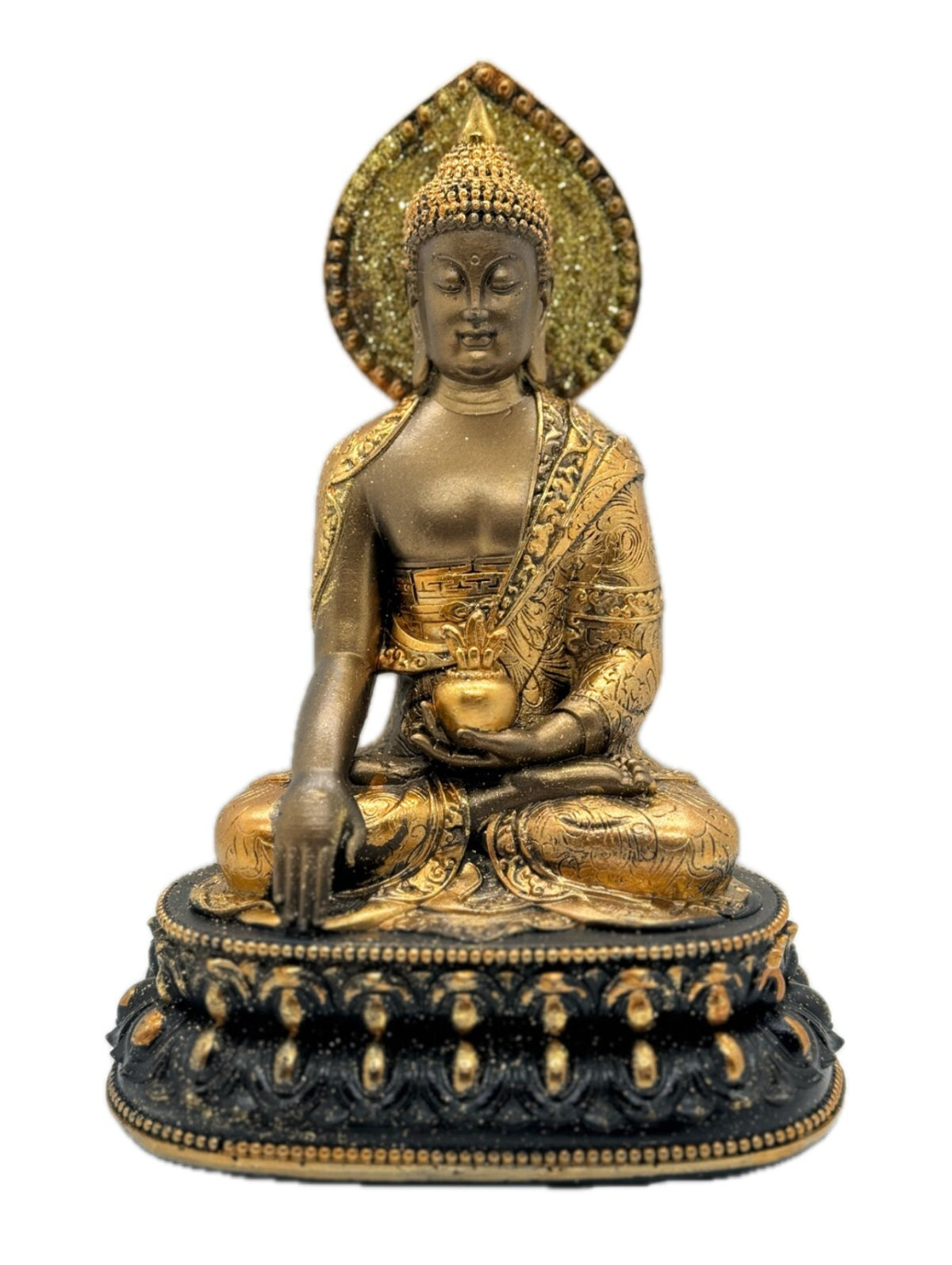 Dekofigur Skulptur Buddha sort. 21,5cm Klassik-Gold mit Glitterformano