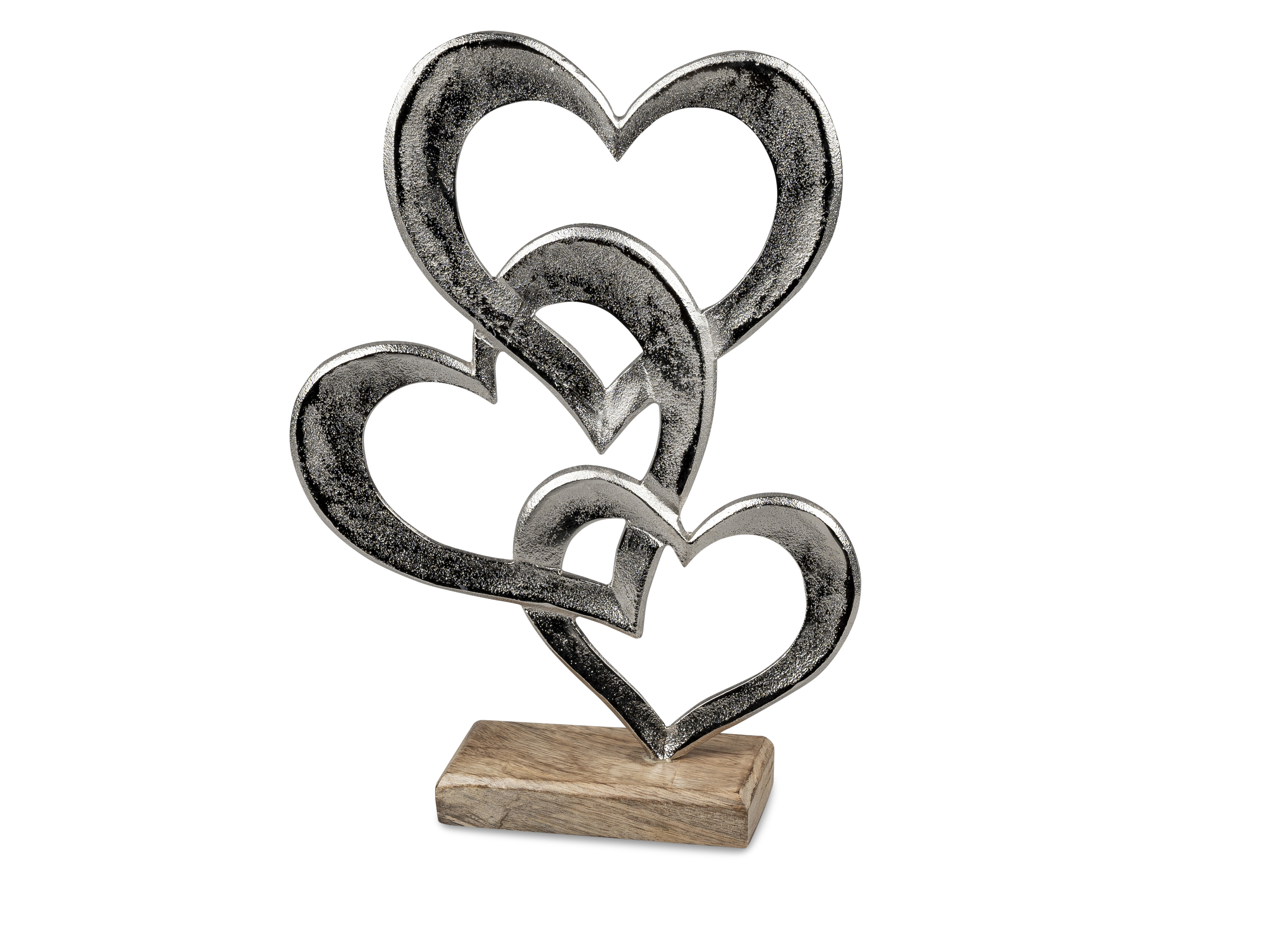 Dekoobjekt Herzen in Herzen H. 33cm silber braun aus Alu-Mango-Holz Formano