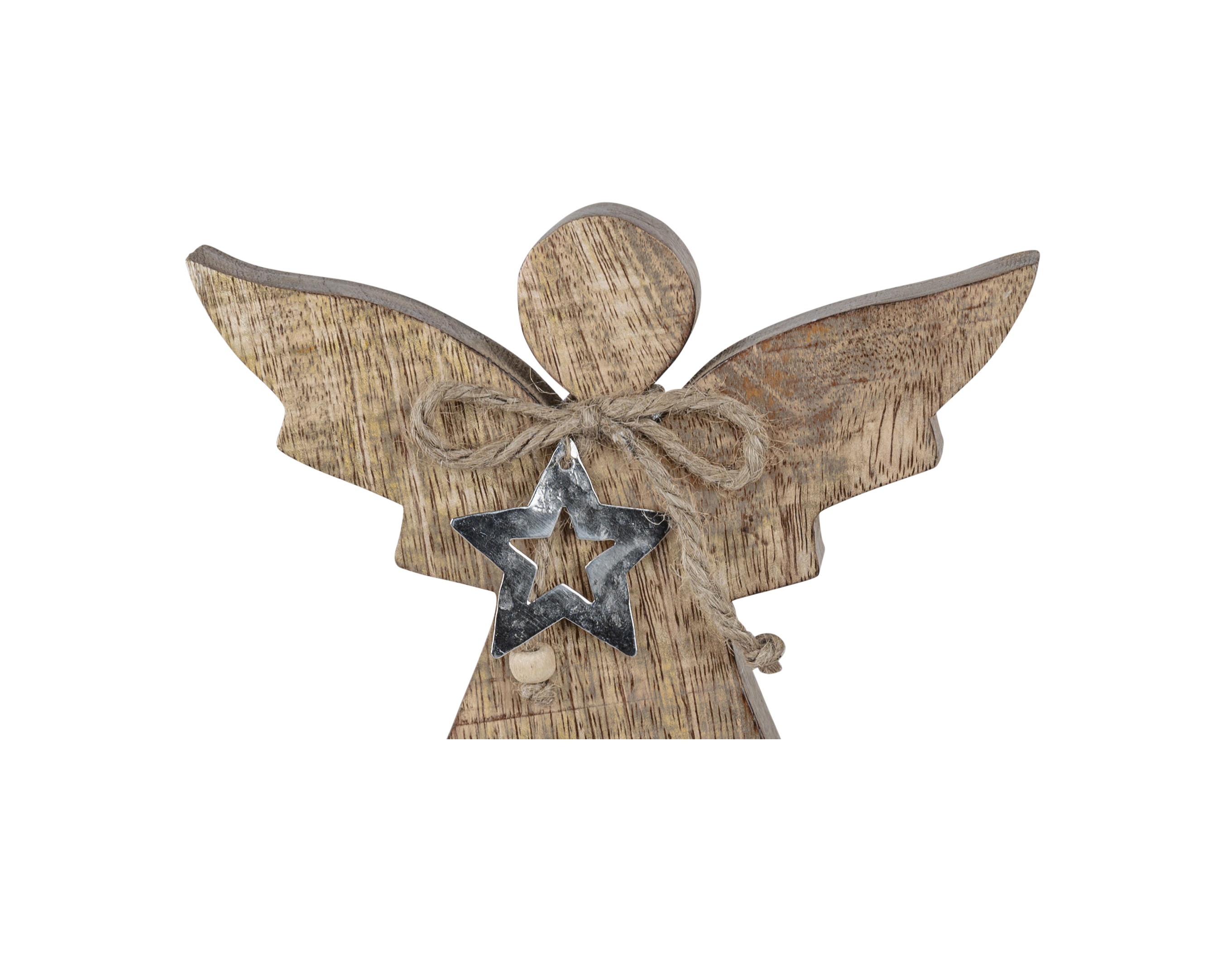 Deko- Engel 15 cm aus Mango-Holz mit Stern Winterzeit formano