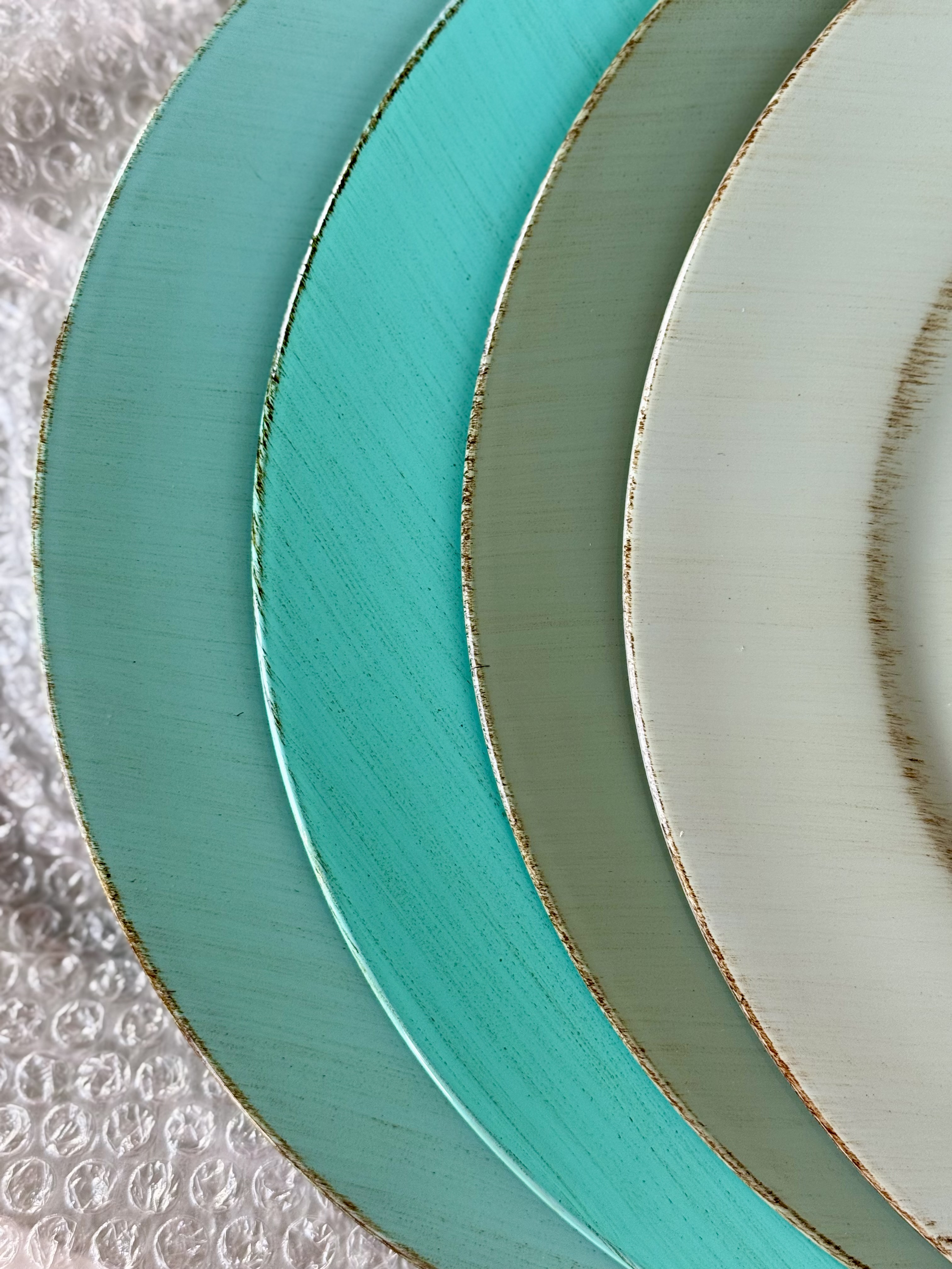 4er-Set TELLER AQUA ø 33 cm Platzteller Deko-Teller aus Kunststoff Geschirr HOFF-INTERIEUR
