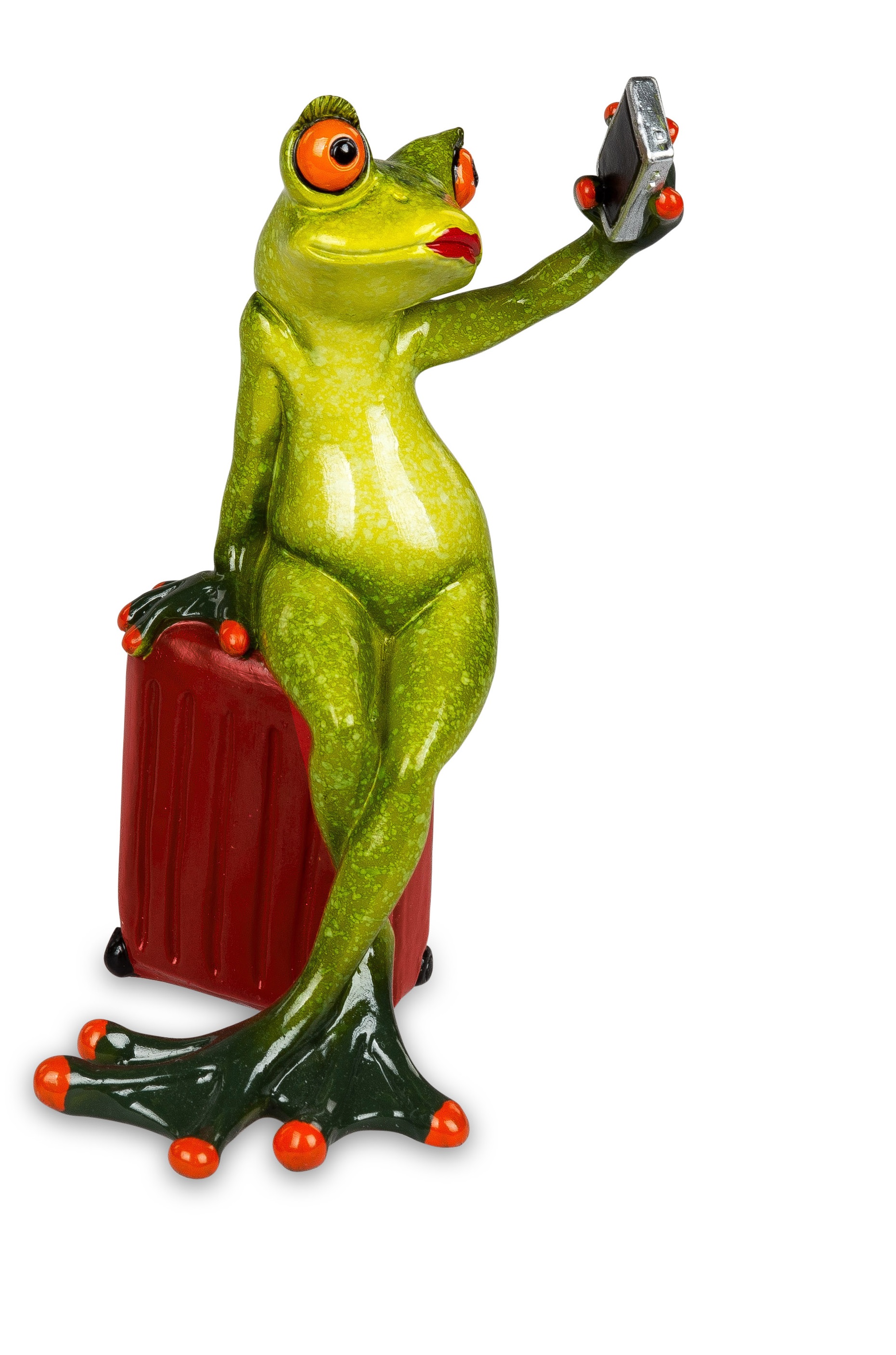 Deko-Figur Frosch Frau mit Koffer  H.15 cm witzige Dekofiguren Froschhausen Formano