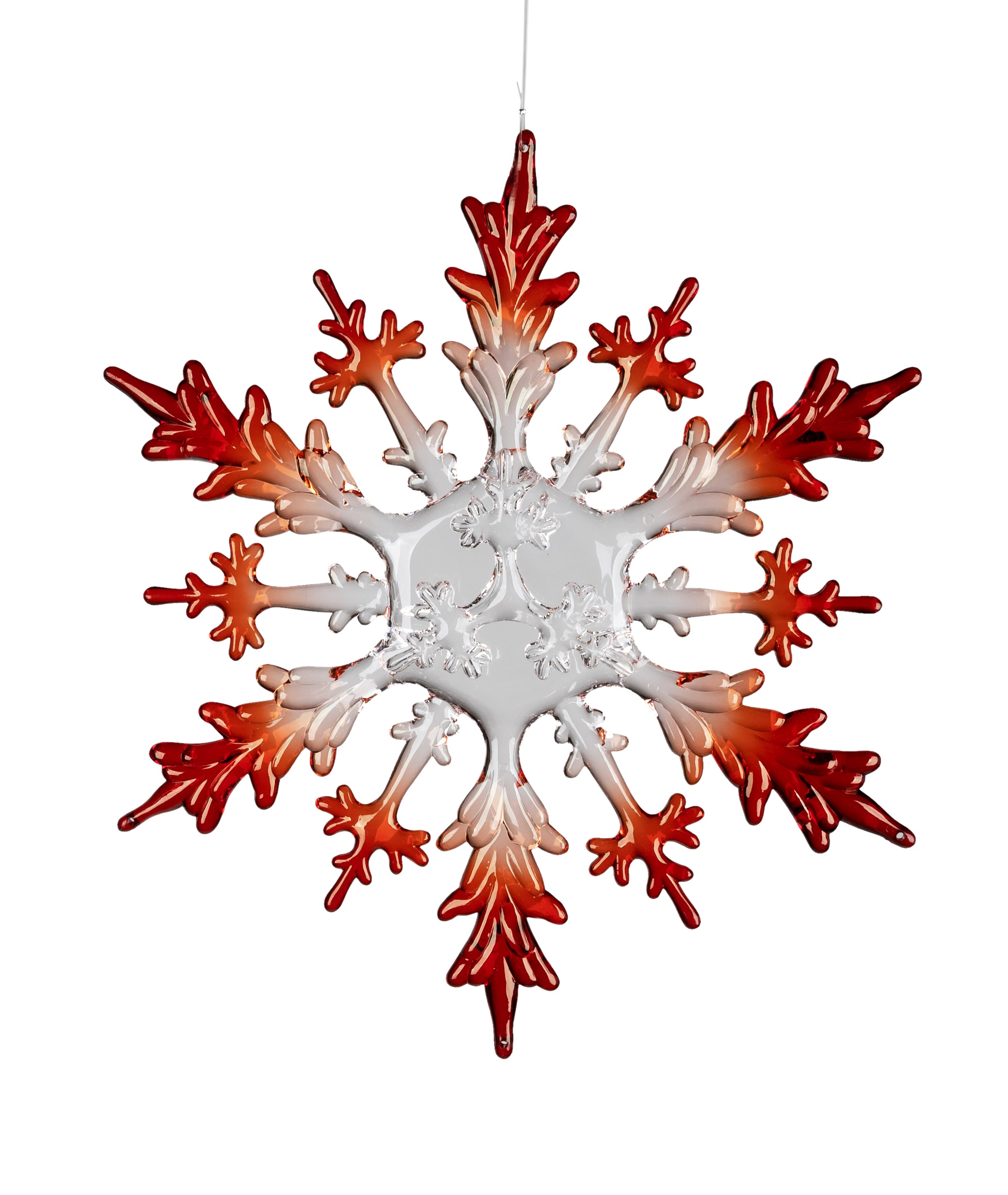 Deko Hänger Eiskristall, Schneestern 20cm klar-rot Acryl Formano W24
