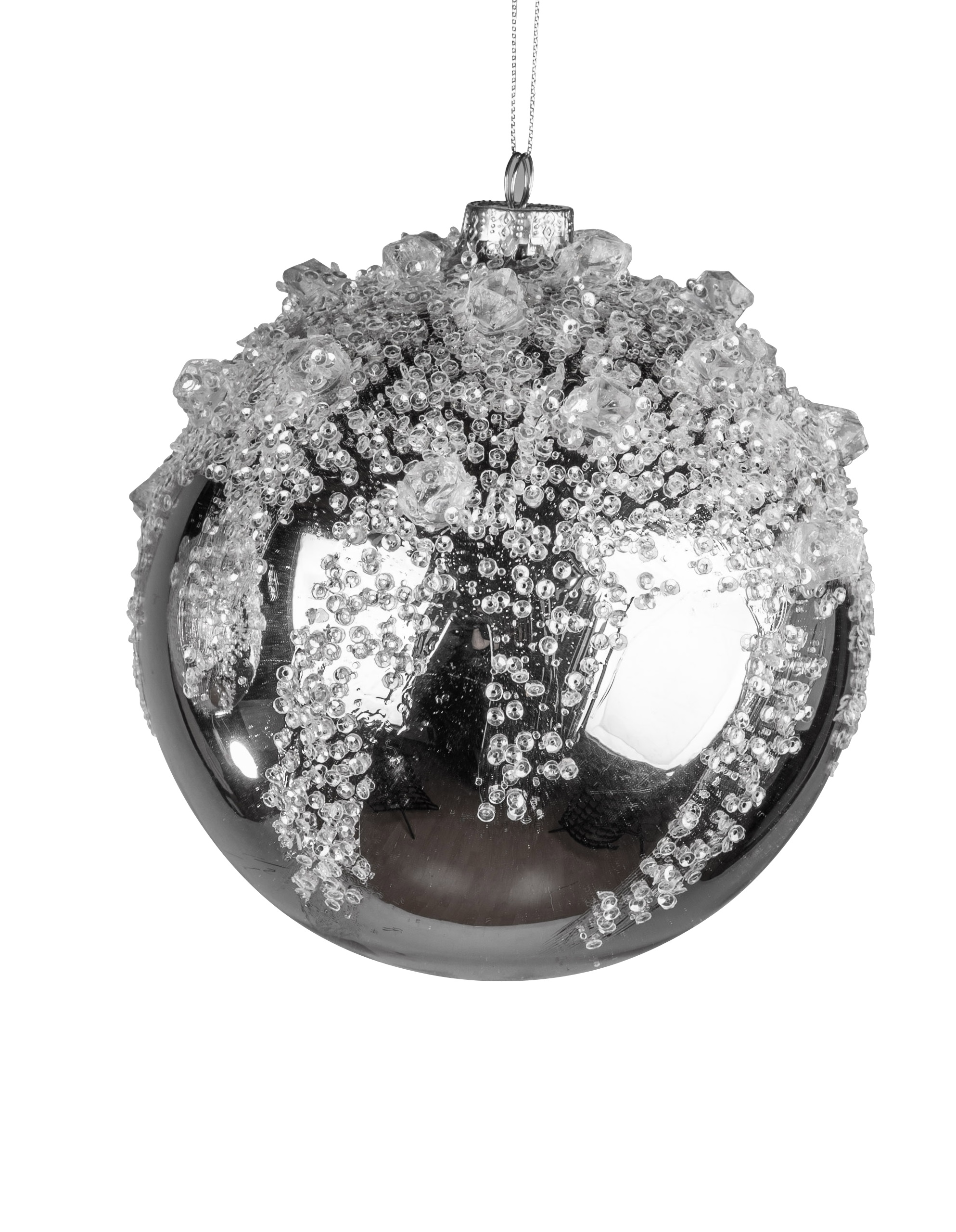 Deko-Kugel Silber-Eis 15 cm Christbaumkugeln Baumschmuck aus Glas zum hängen formano W24