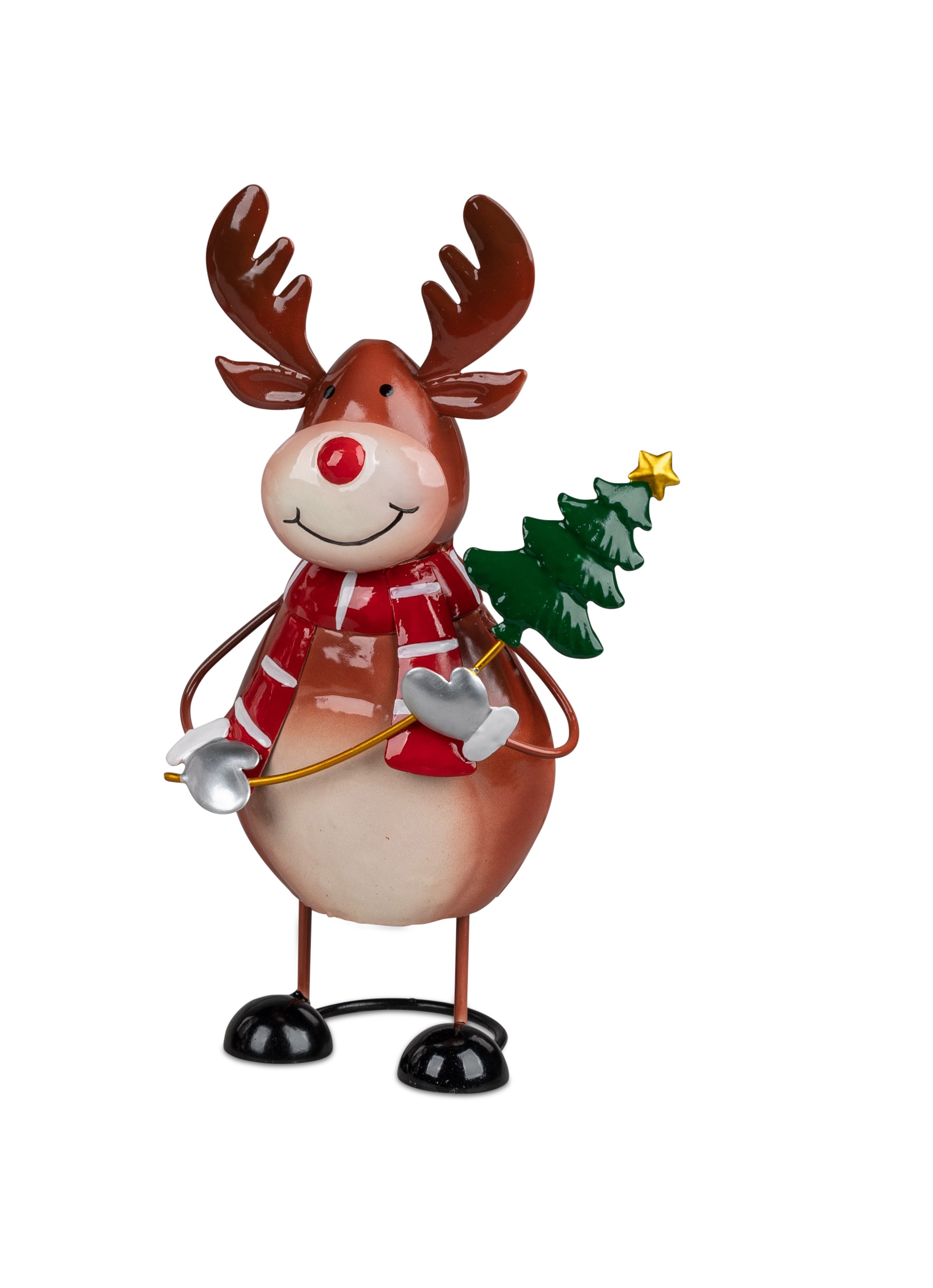 Deko Figur Rentier wackelt H. 21 cm Metall Winterzeit formano
