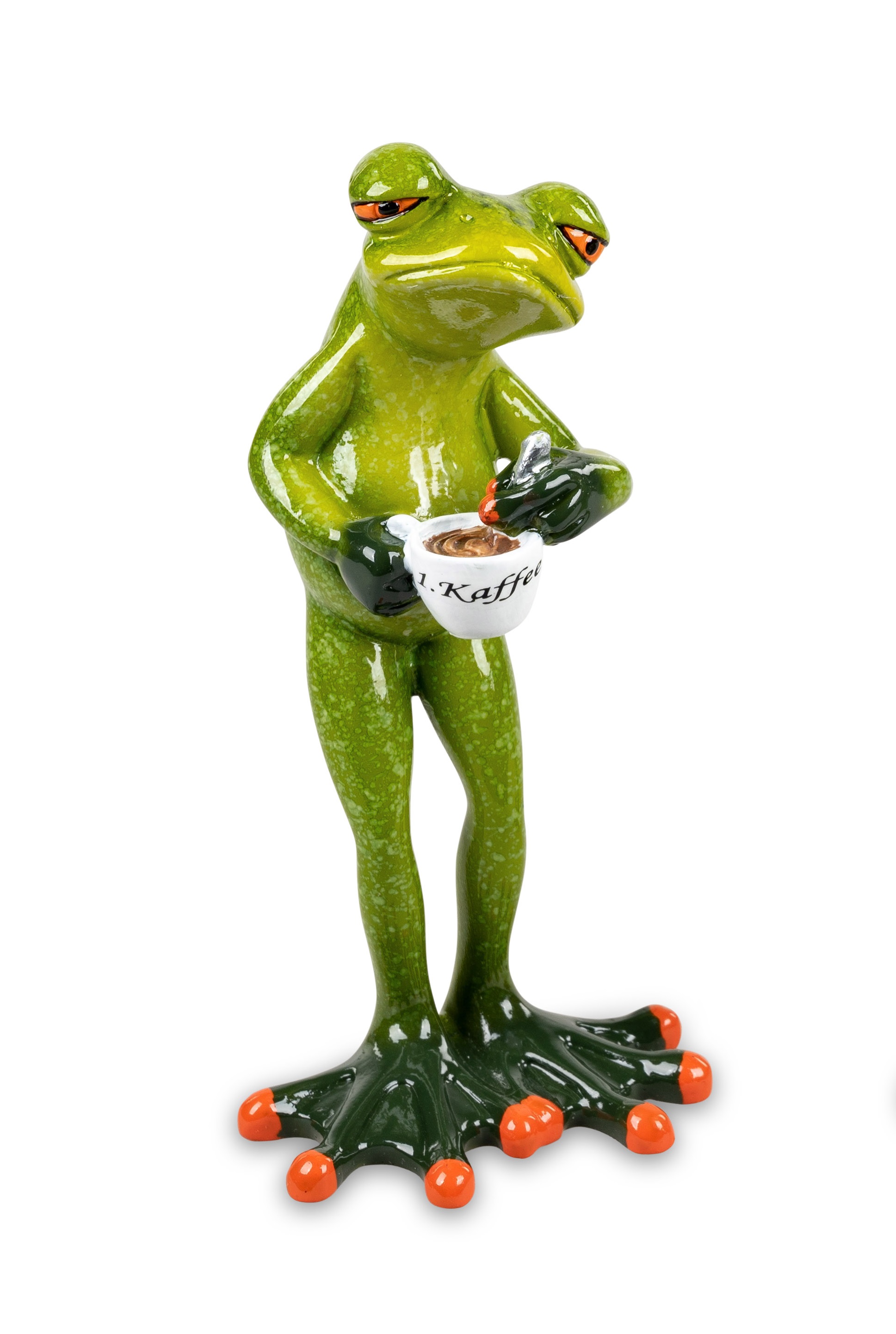 Deko-Figur Frosch Mann mit Kaffee  H. 15,5 cm Froschhausen Formano