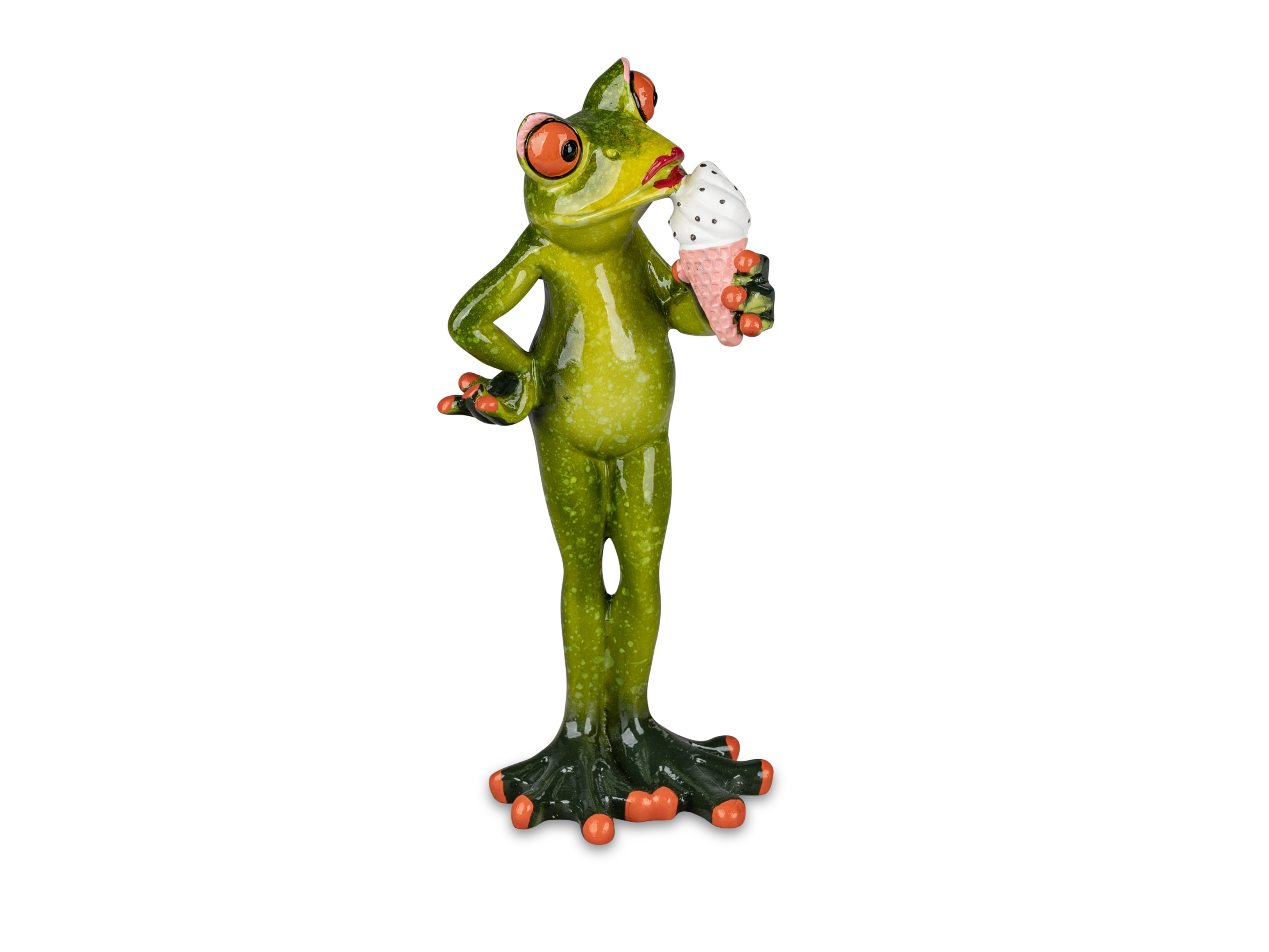 Frosch-Lady mit Eiscreme H.16cm witzige Dekofiguren Froschhausen Formano