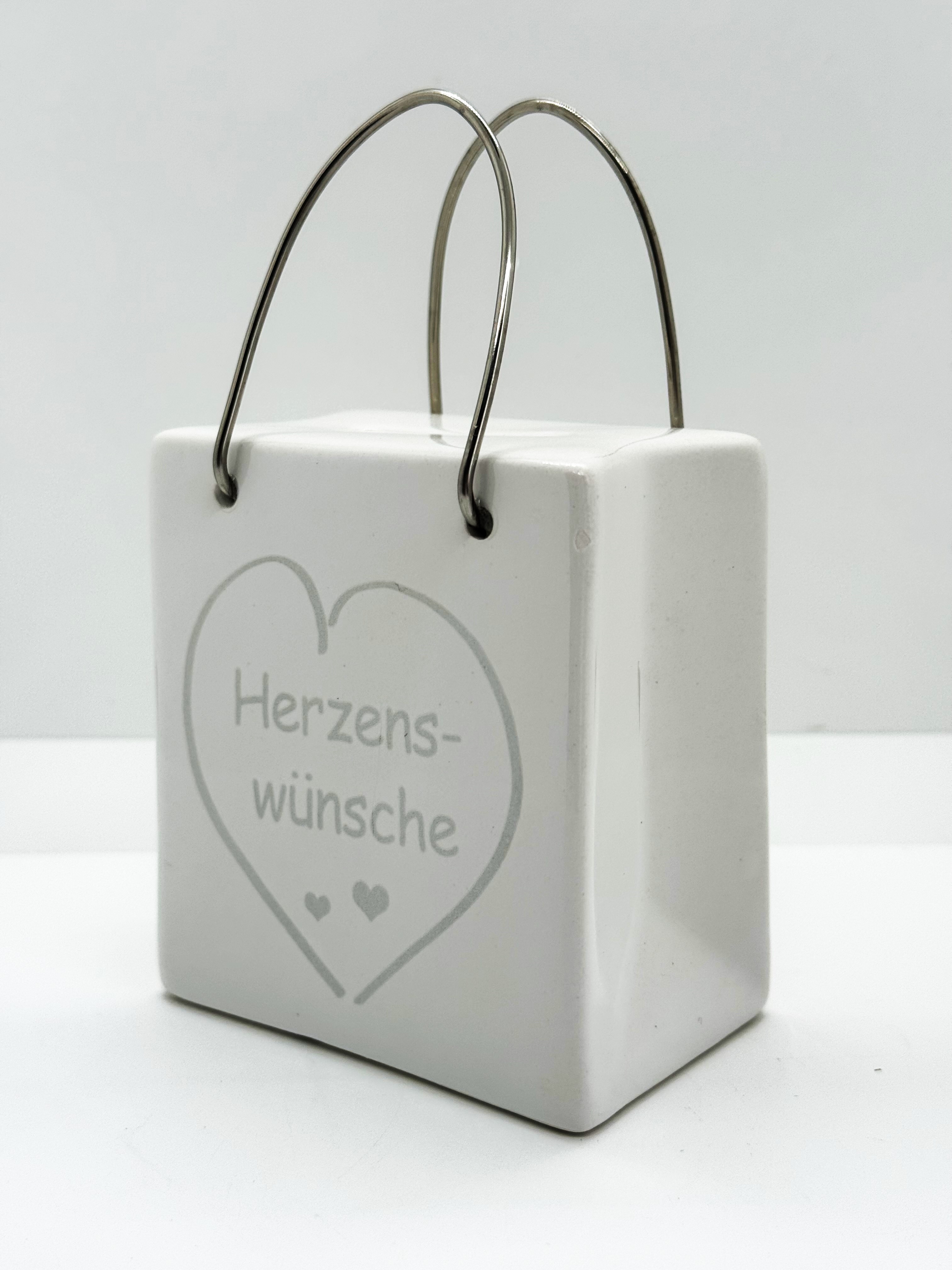 Spardose Tüte mit Spruch "Herzens-Wünsche" 13 cm Geschenkartikel Formano
