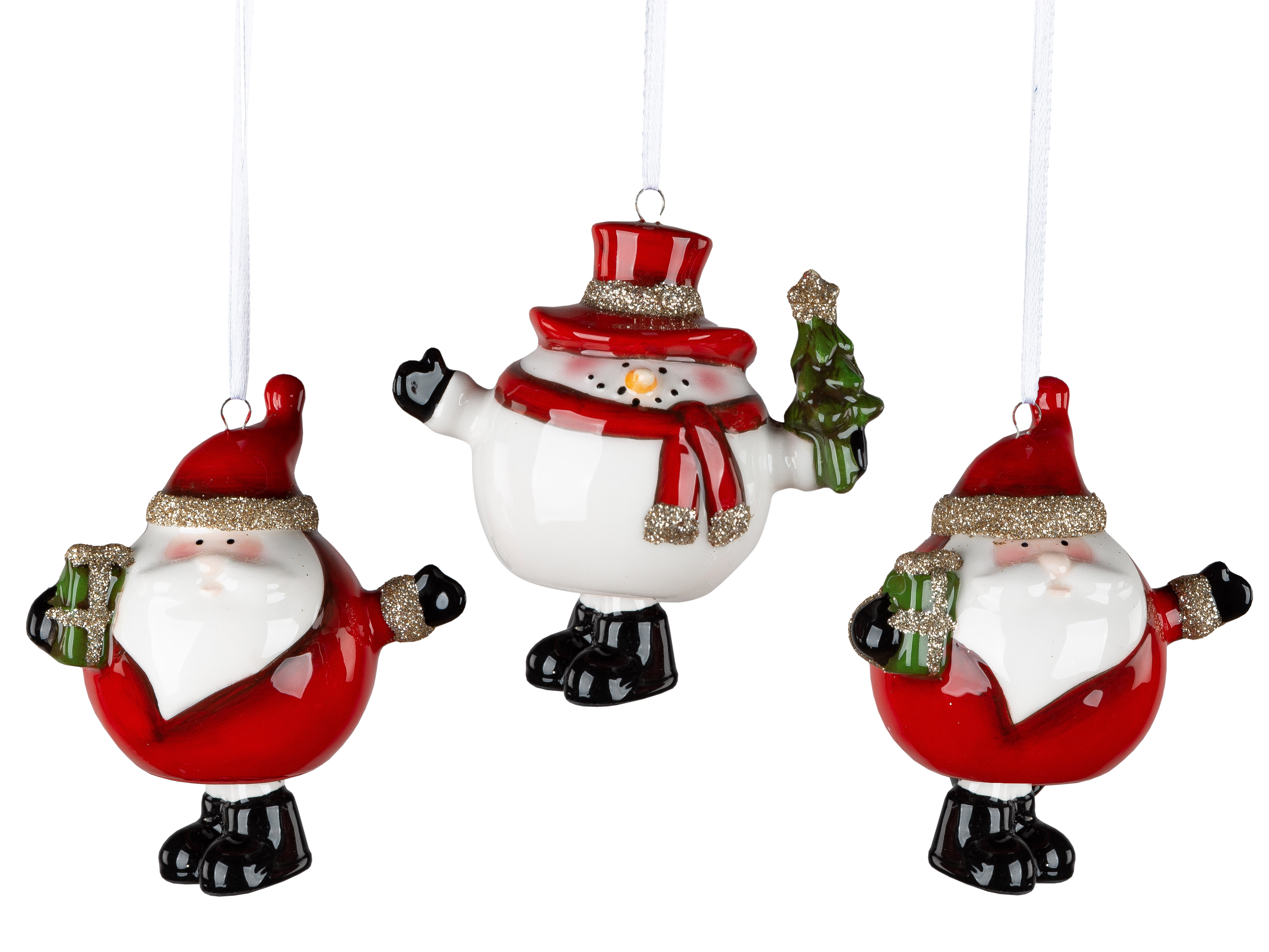 Deko Hänger Glocke Weihnachtsmann 9cm Variante 2  mit Glitter Winterzeit Formano