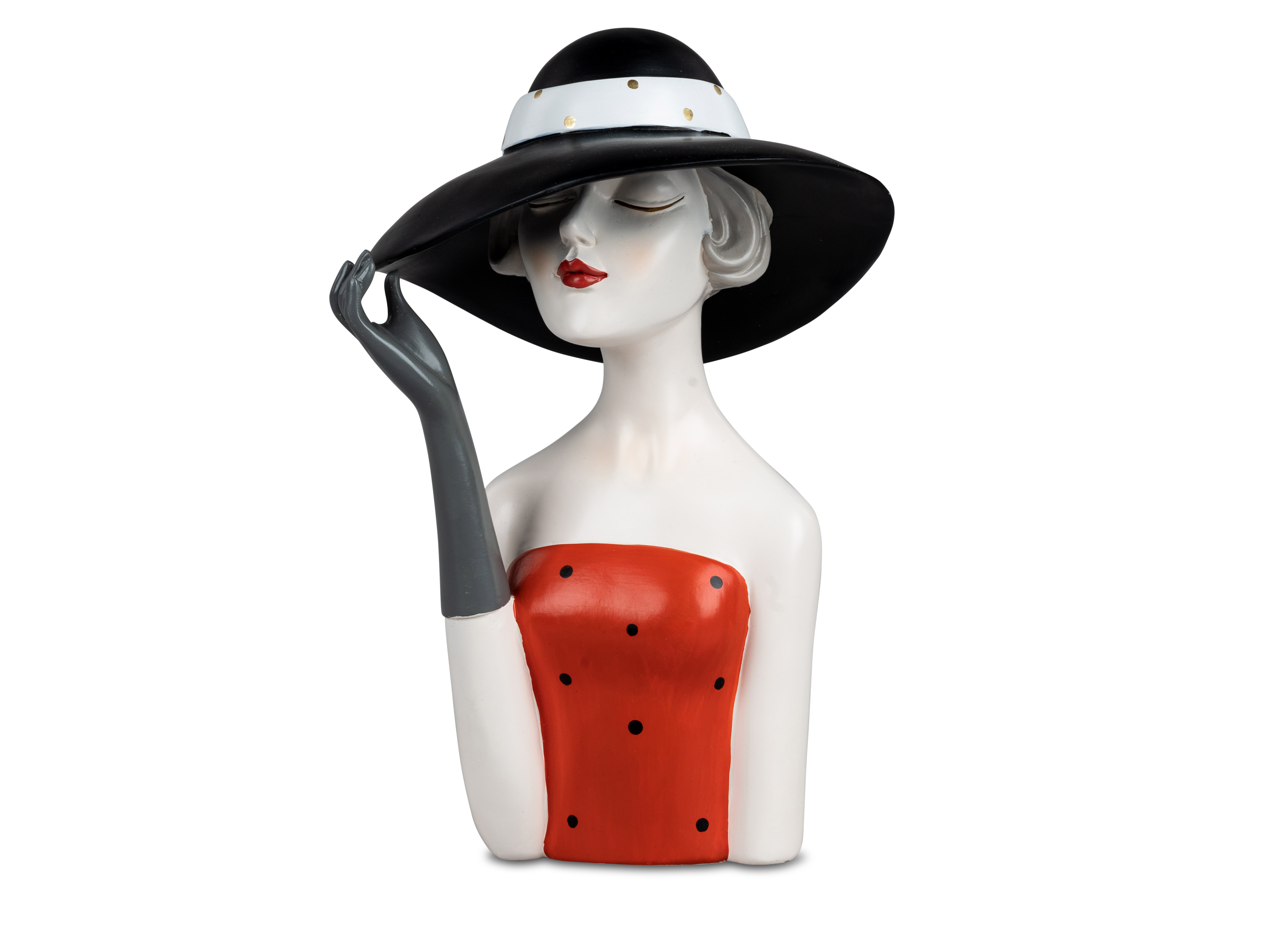 Dekofigur Büste Skulptur Dame Lady mit Hut H.30 cm formano 