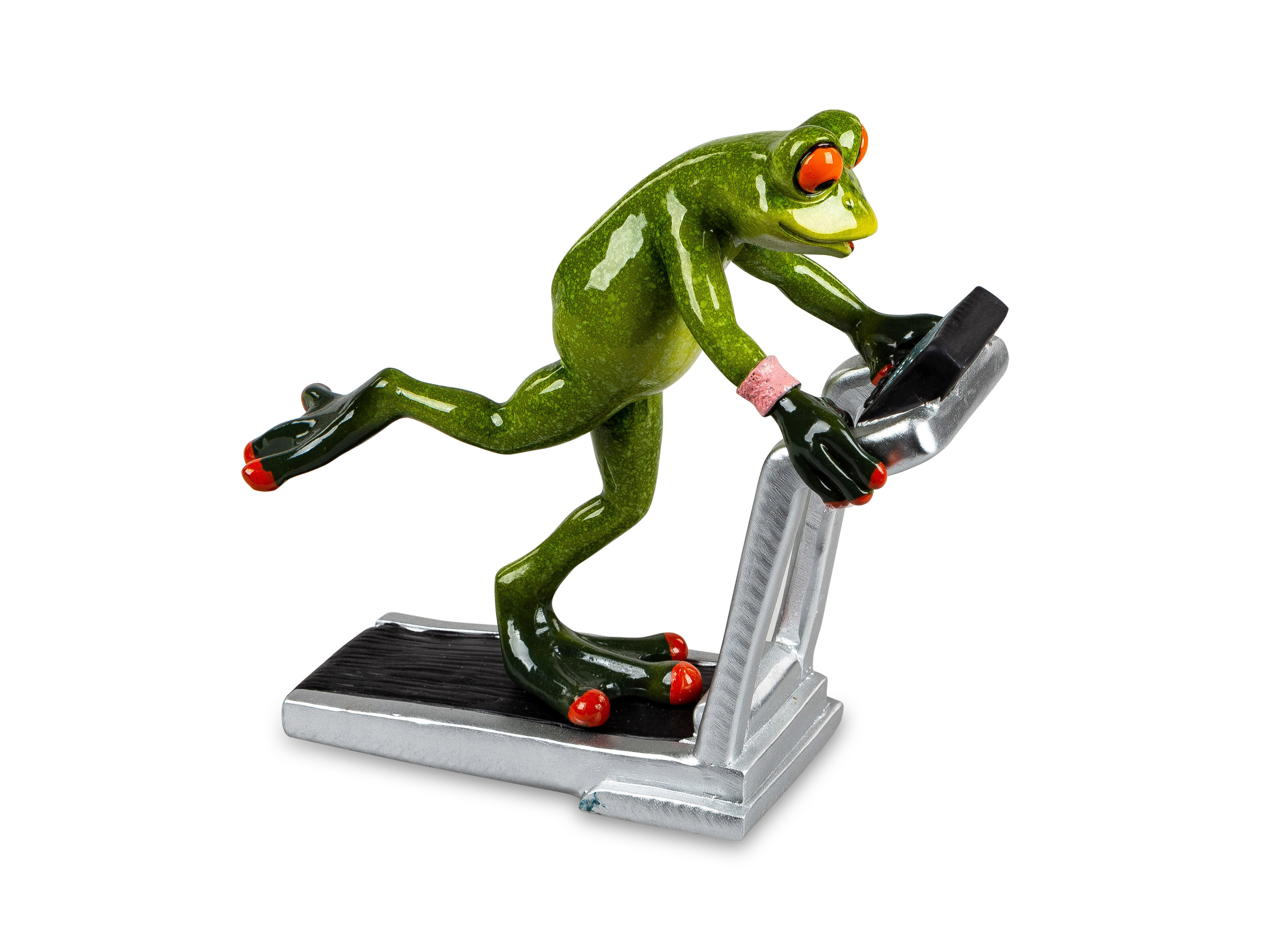 Dekofigur Frosch “ Fitness“ auf Laufband H. 17 cm Froschhausen Formano