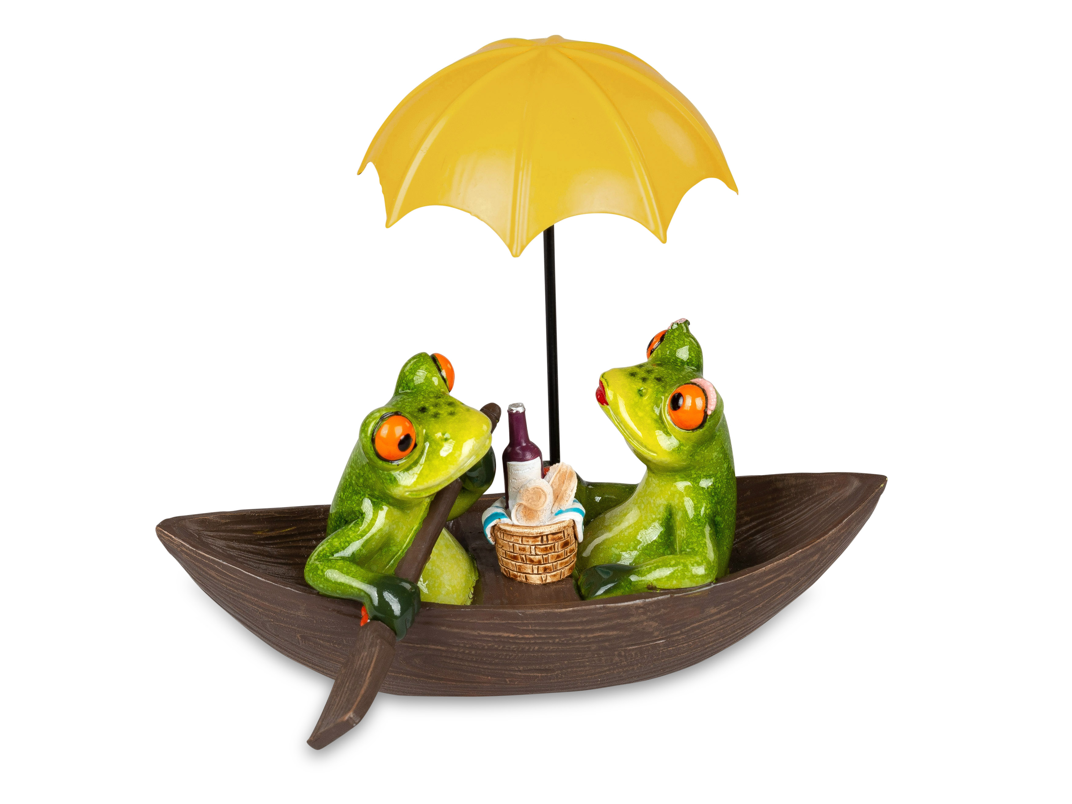 Dekofigur Froschpaar im Boot mit  Schirm  19cm witzige Dekofiguren Froschhausen Formano