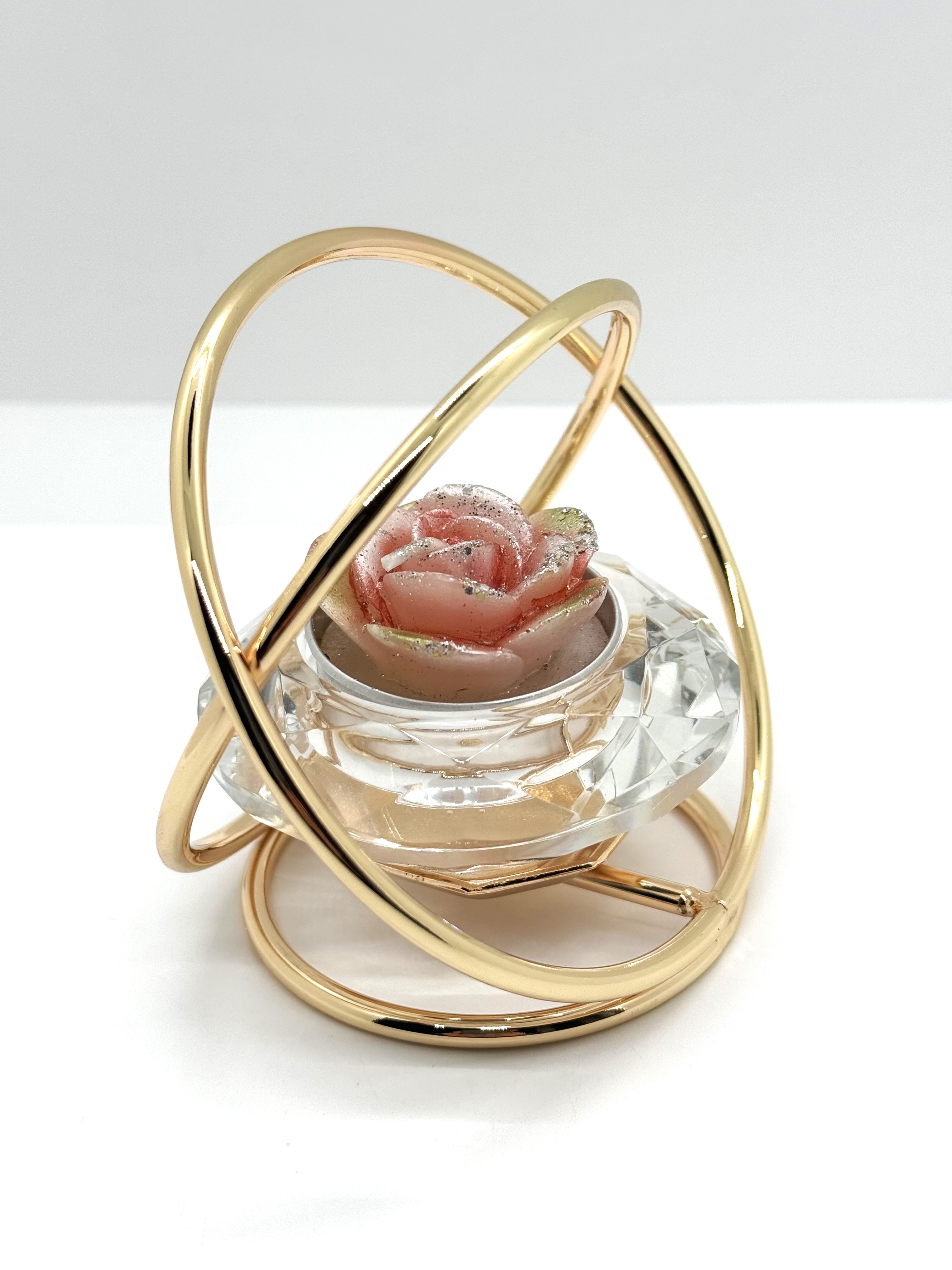 Teelichthalter 11cm Diamantform Bogen-Gold 1 flm. Kerzenhalter Diamant Formano