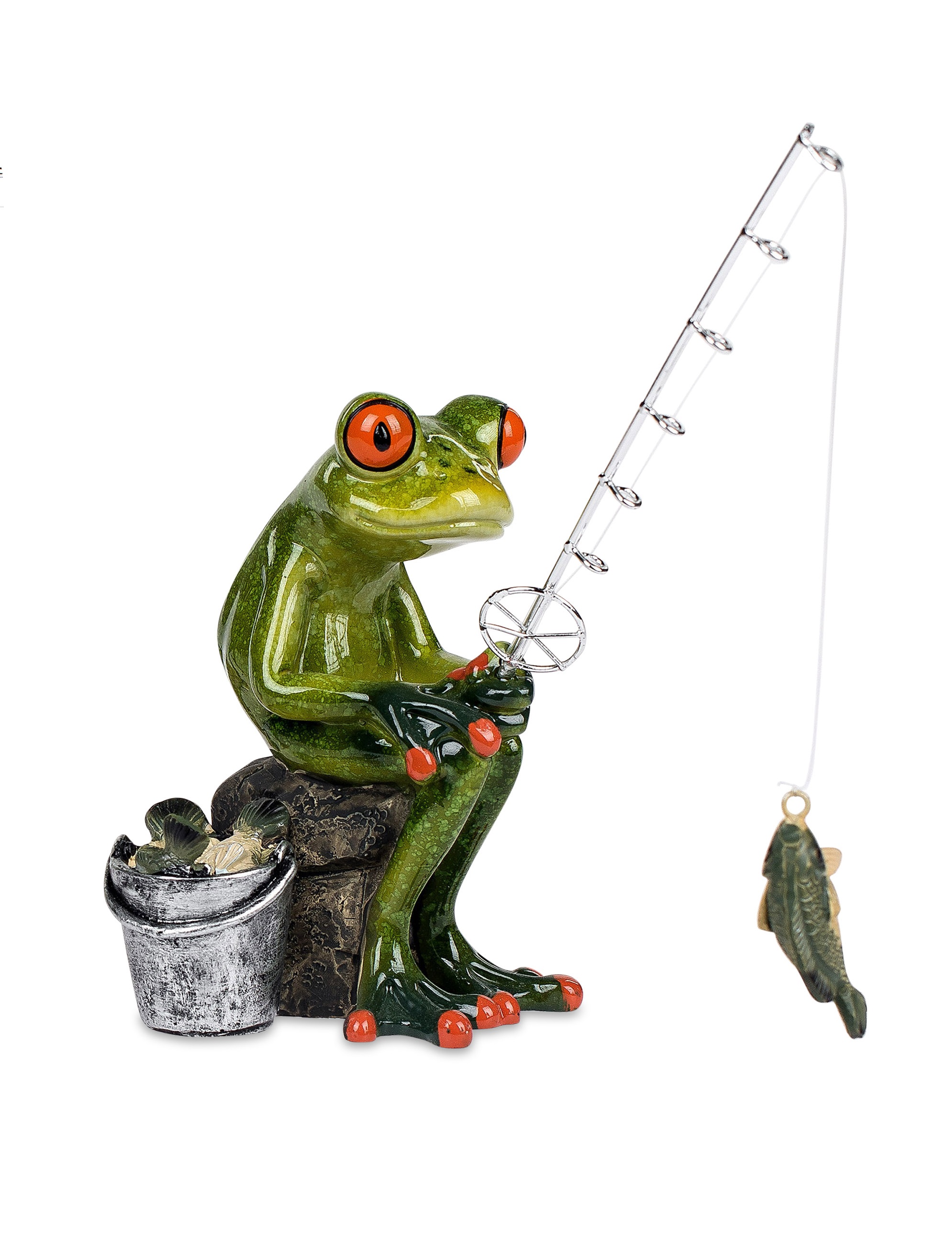 Deko-Figur  Frosch Angler sitzend 18cm witzige Dekofigur Formano
