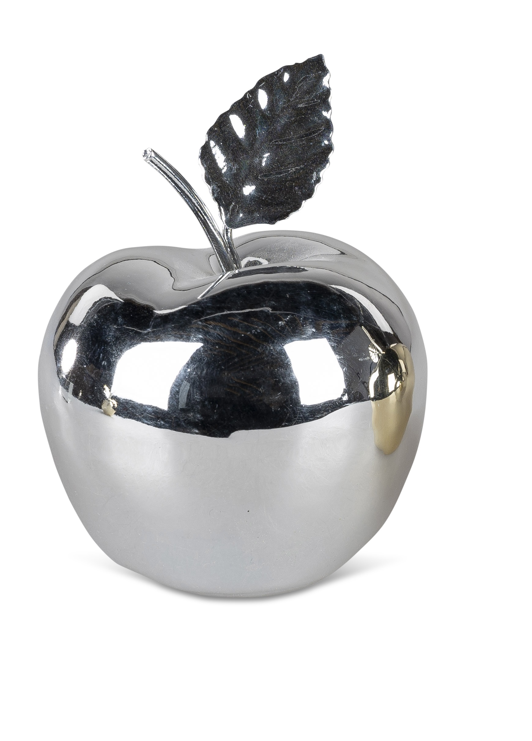 Dekoobjekt Äpfel H. 13 cm Silber mit Silberblatt aus Metall, Steingut Deko Apfel Formano