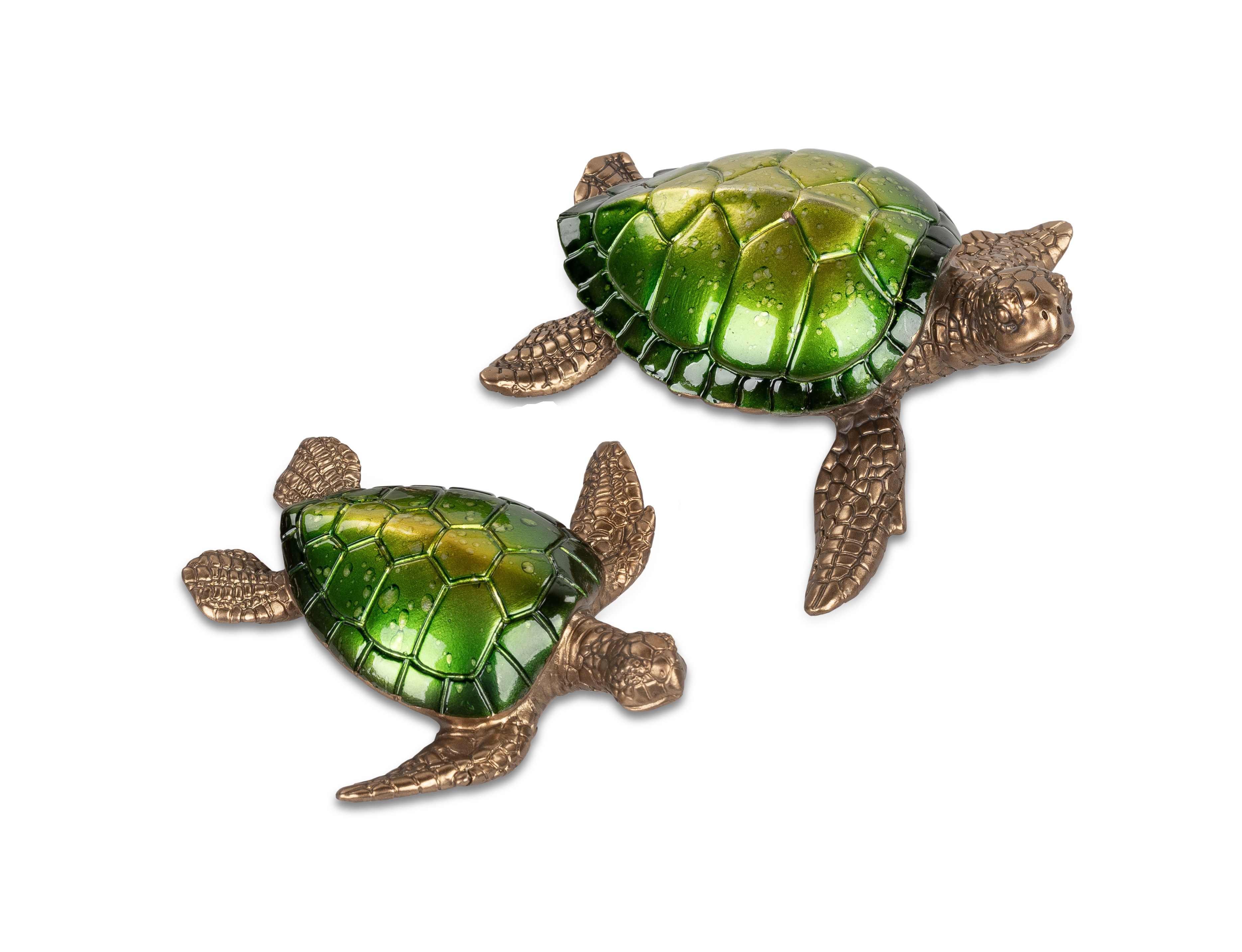 2er Set Schildkröte Gartenfigur grün 12+17cm Tierdeko Formano 