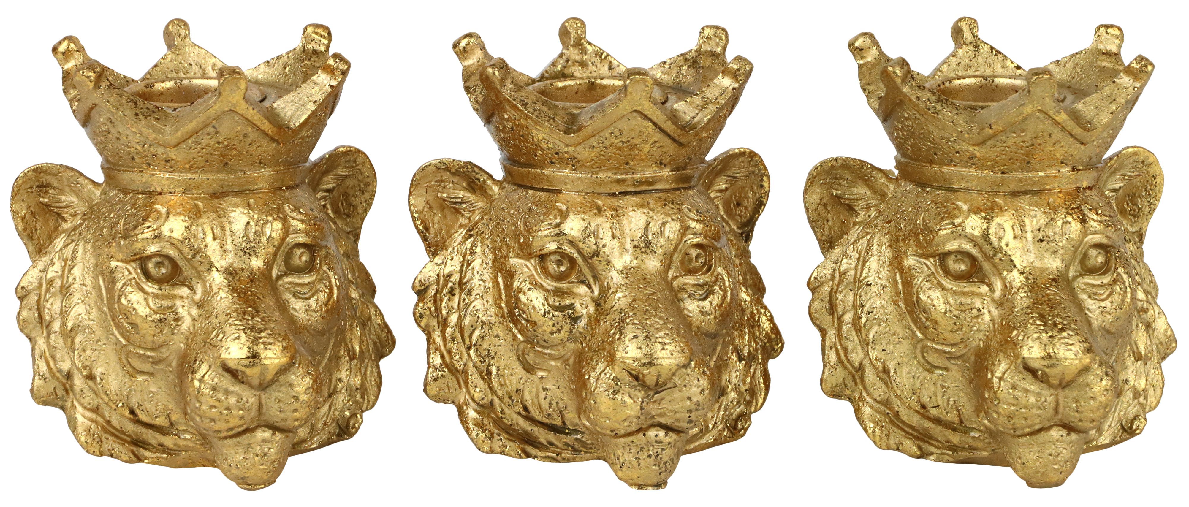 Kerzenhalter „LION“ 8cm Gold Mit Löwenmotiv Kerzenleuchter für Stabkerzen HOFF-INTERIEUR