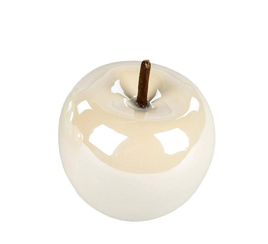 Dekoobjekt Apfel 8cm Lüster  kreme Weiß Porzellan Tischdekor Formano
