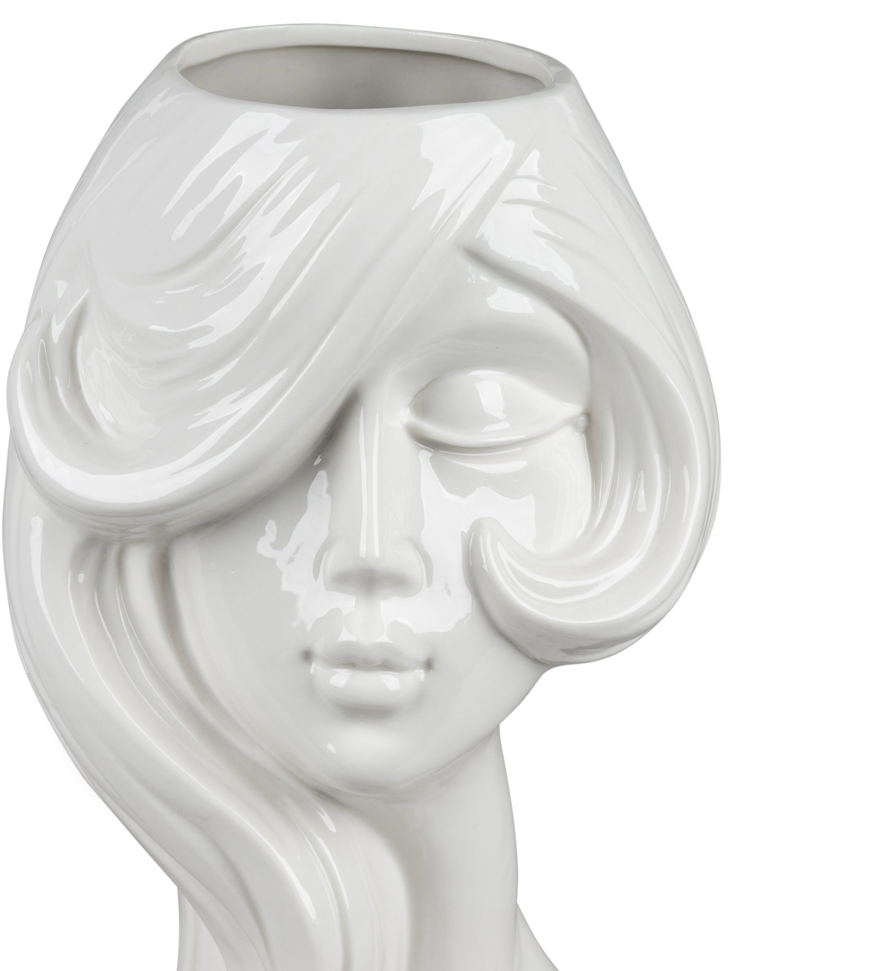 Deko-Gefäß Büste Frauenkopf 30cm Keramik Weiß Frau Formano