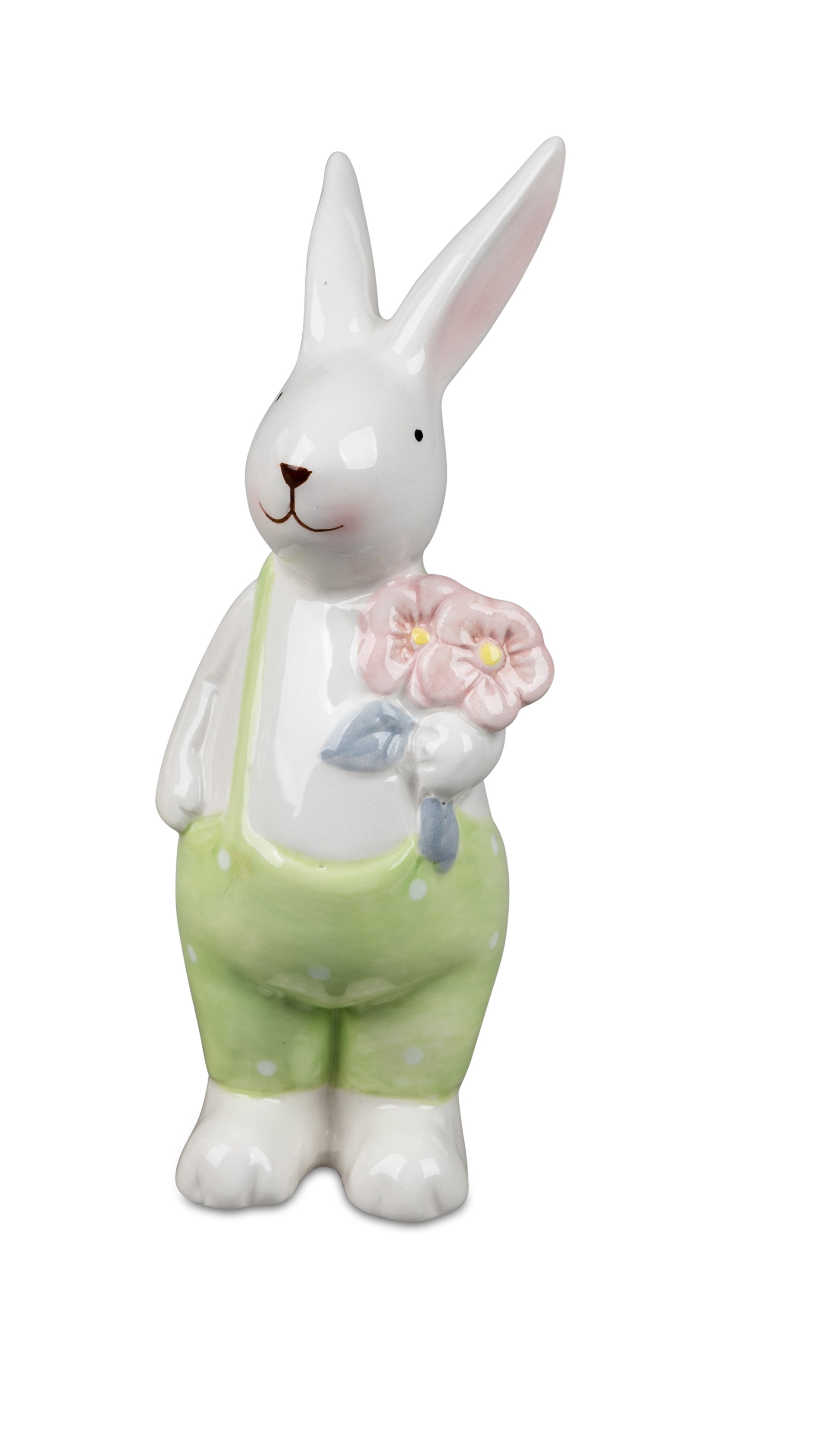 Osterfigur Hase sort. 15cm mit Ei oder Blumen aus Keramik Ostern Frühjahr Dekor Formano