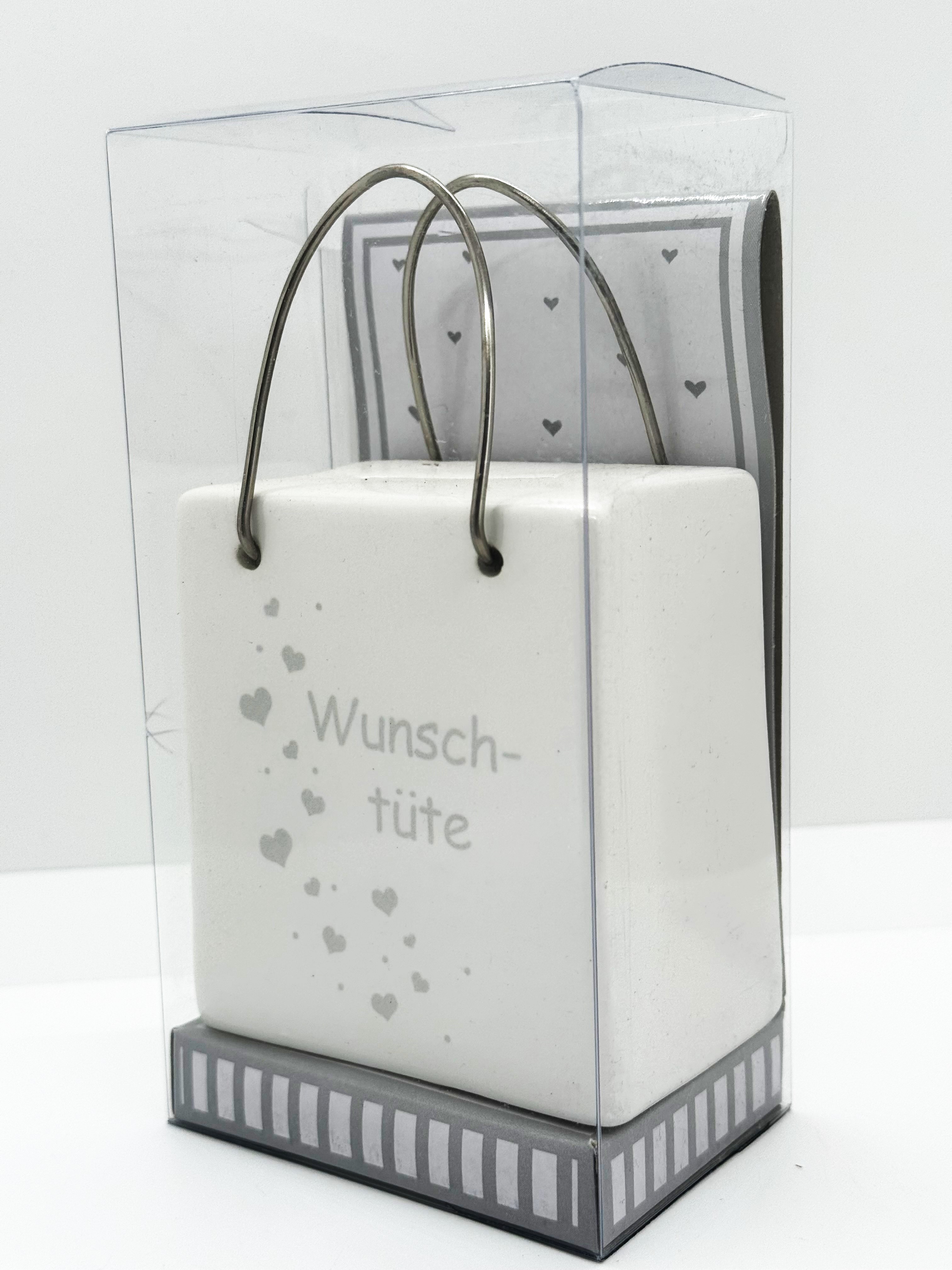 Spardose Tüte mit Spruch "Wunschtüte" 13 cm Geschenkartikel Formano