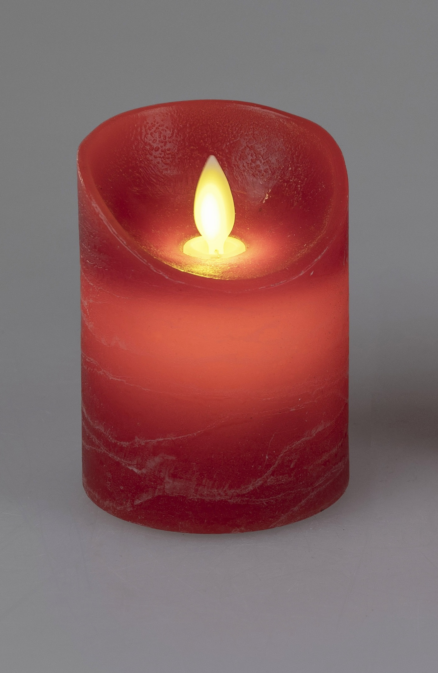 LED Stumpen Kerze rot H. 10cm aus Wachs mit beweglicher Flamme H. 10cm Formano