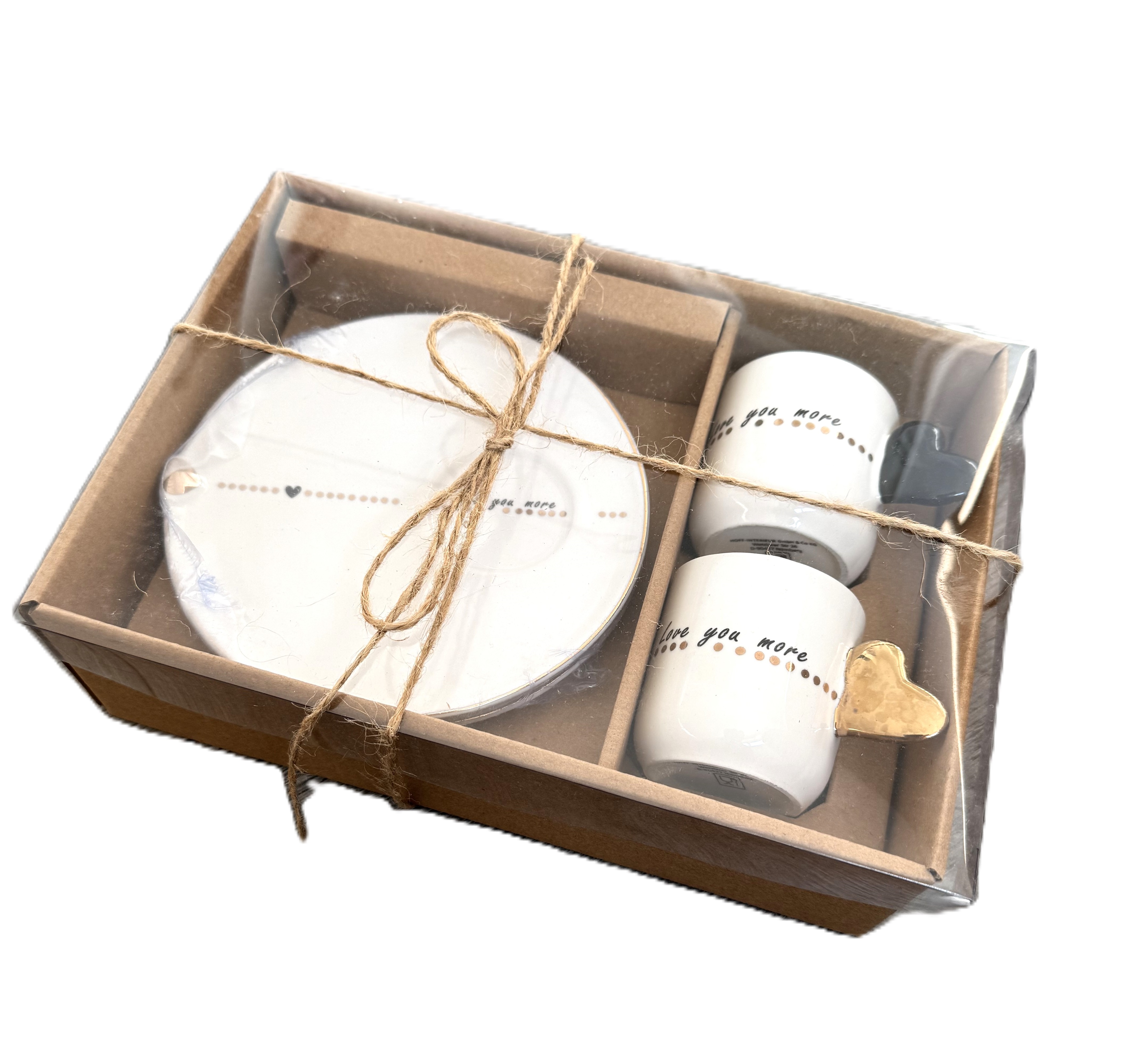 Espresso-4er Set "LOVE YOU" aus PORZELLAN mit Herzmotiv in Geschenkbox HOFF-Interieur