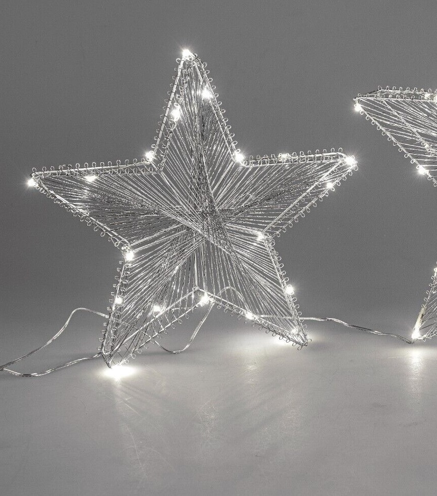 LED-Metall-Stern in 3D-Optik 30 cm inkl. Kabel Silber Winterzeit Formano
