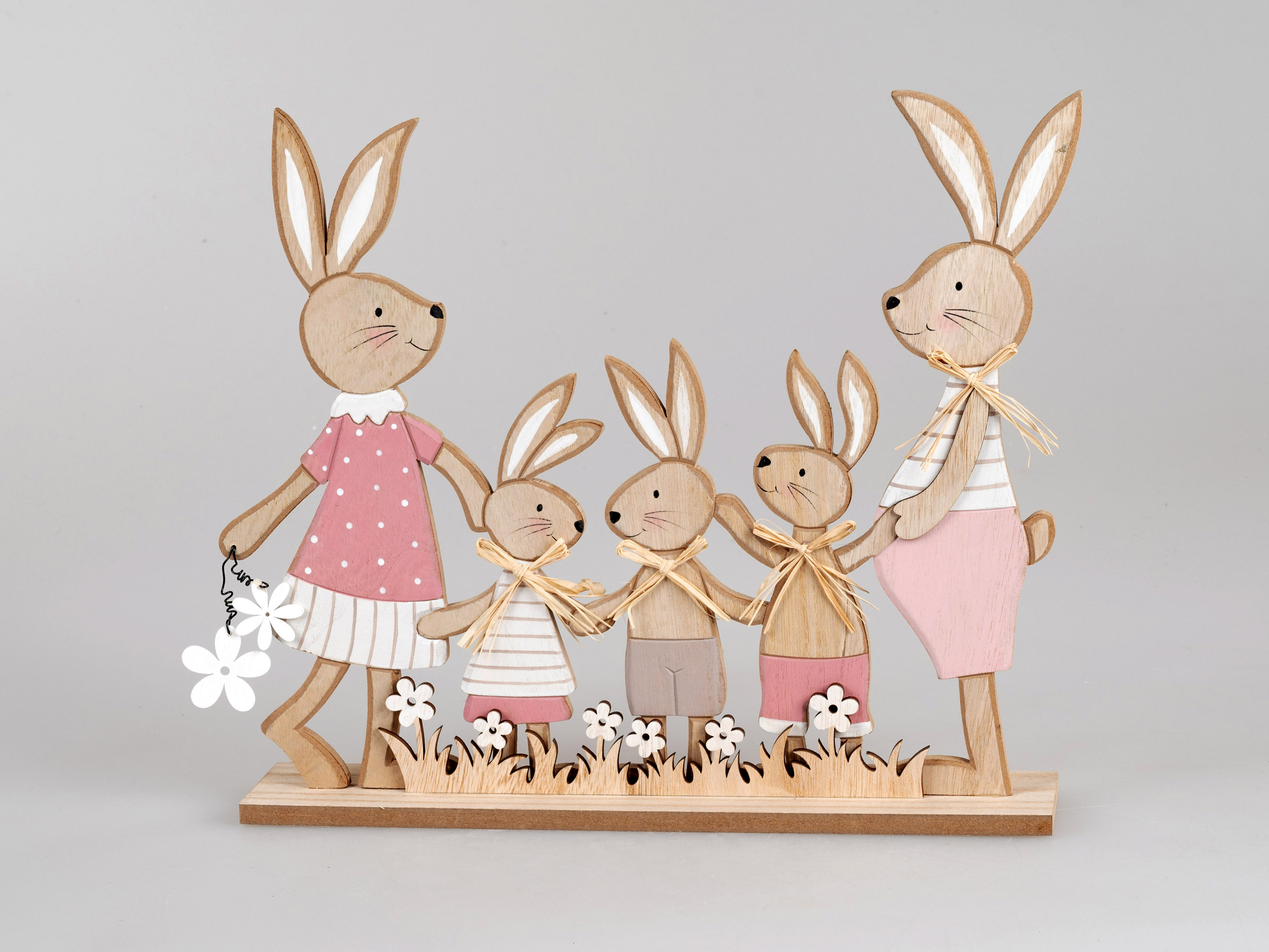 Aufsteller 26x24 Hasenfamilie Osterhase m. Kindern rosa Dekofigur Formano