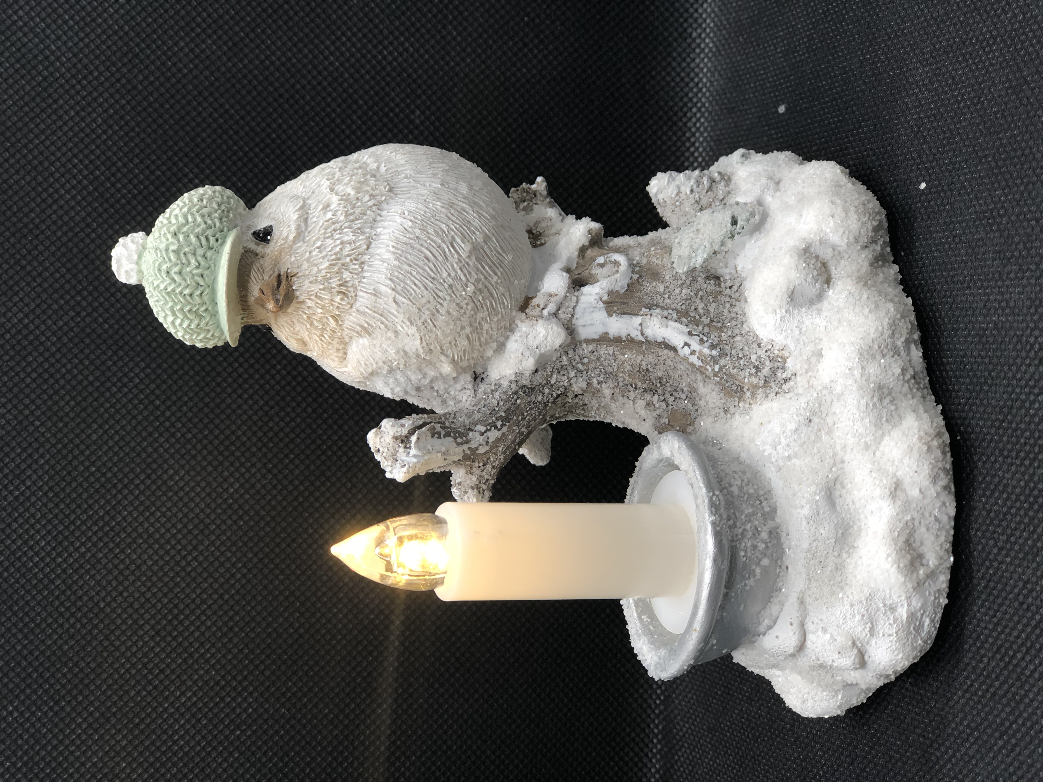 LED Vogel mit Timerfunktion -Kerze und Mütze ca.13 cm Winterzeit Formano