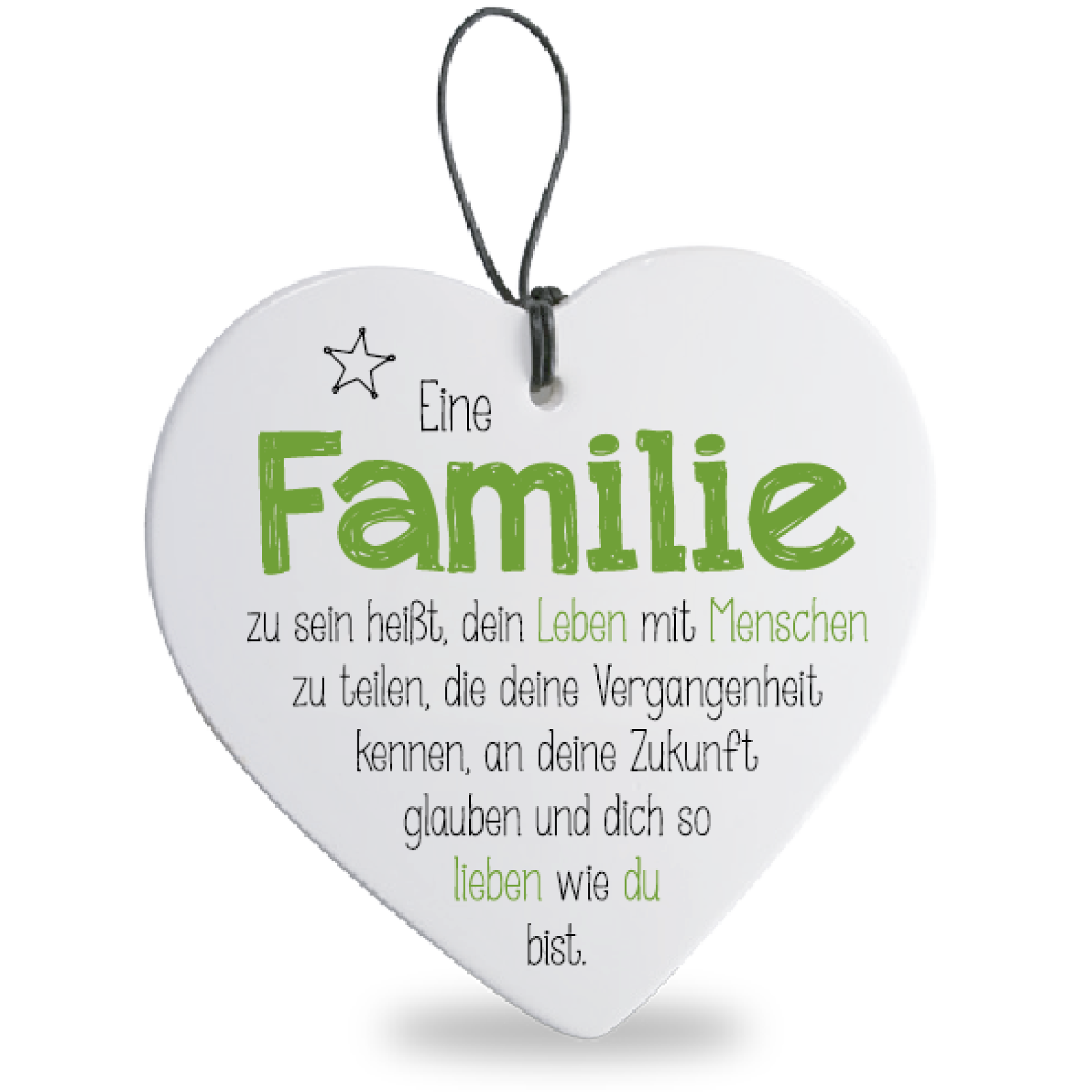 Dekoratives Herz mit Spruch "Familie" 15x15 cm Hänger zum Verschenken FORMANO