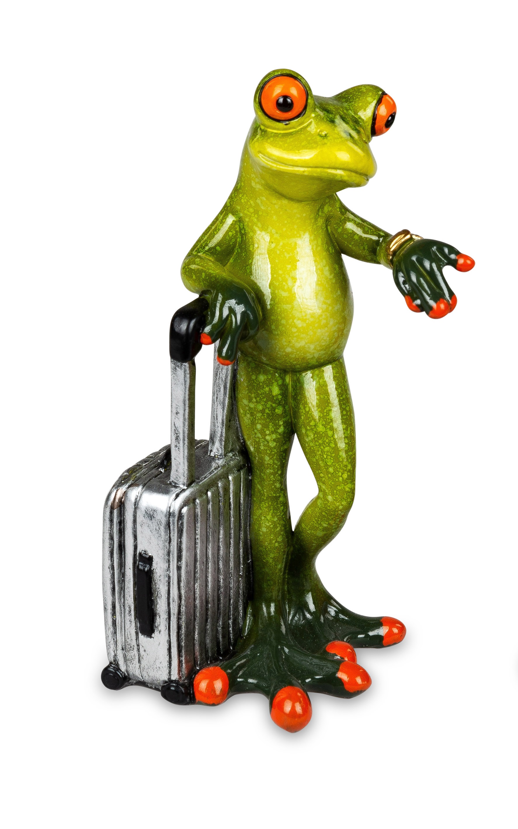 Deko-Figur Frosch Mann mit Koffer H.15,5 cm witzige Dekofiguren Froschhausen Formano