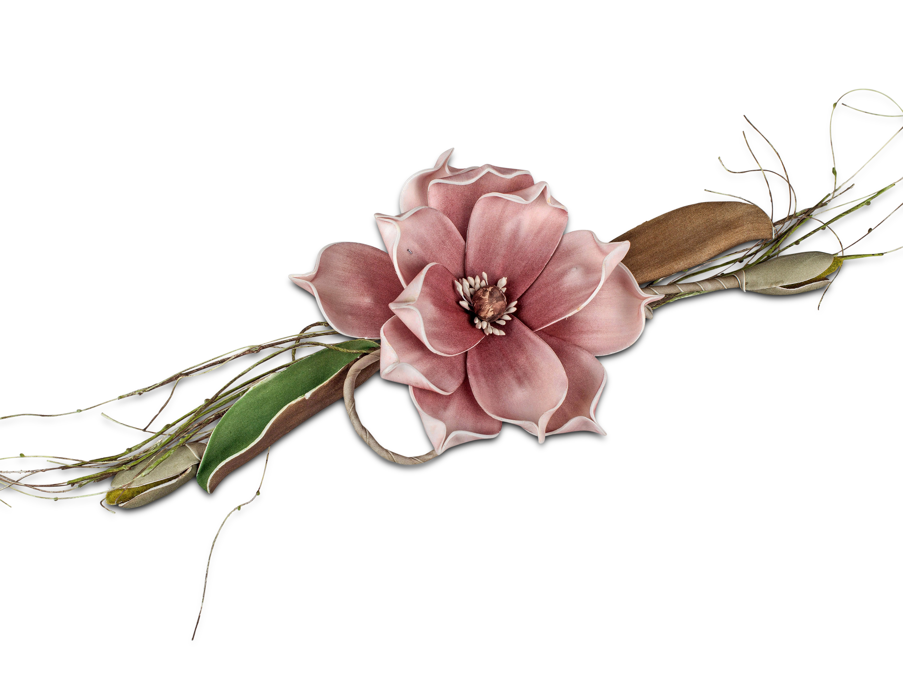 Künstliche Magnolie L. 38cm altrosa Tischdeko Kunstblumen Formano