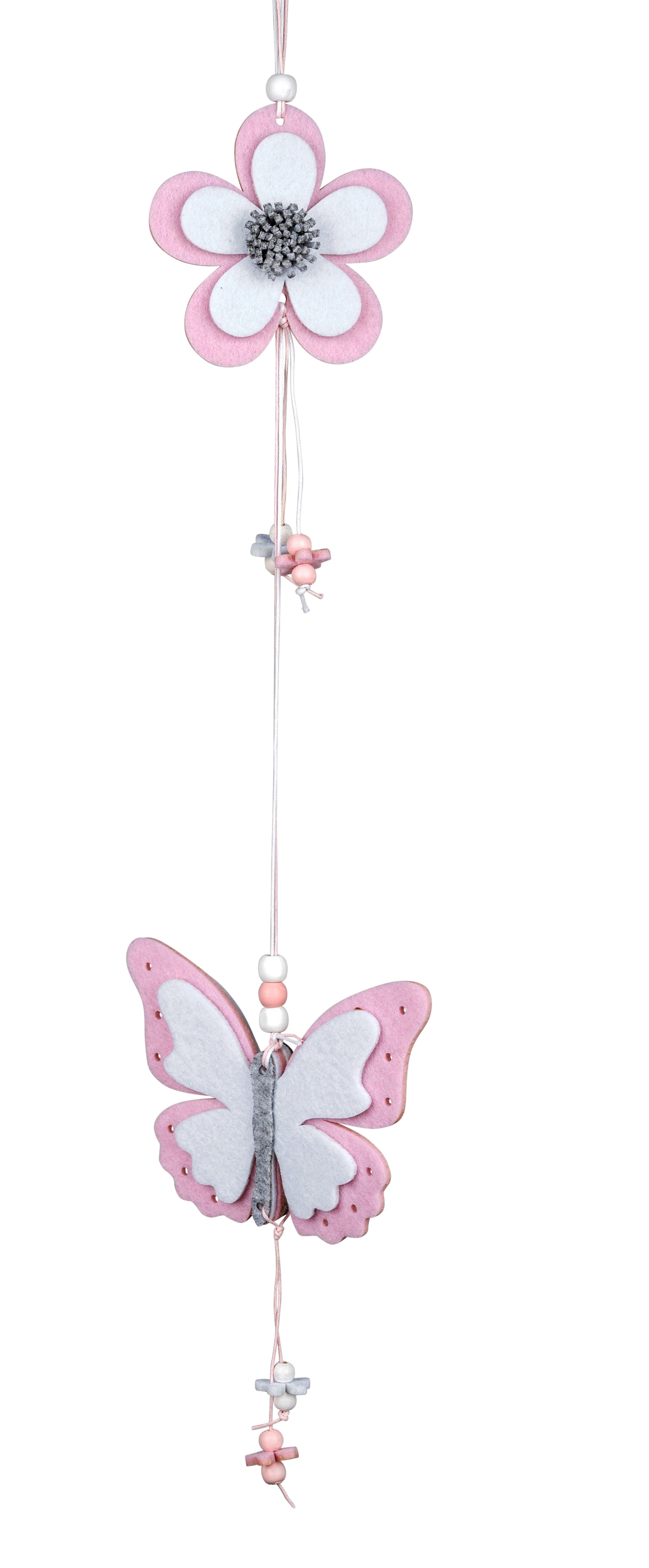 Deko-Hänger 40cm Schmetterling & Blume  Filz rosa-weiß Ostern Frühjahr Formano