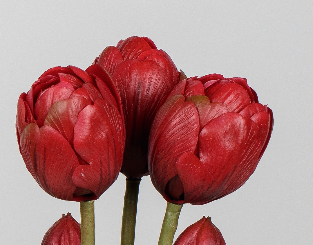Künstliche Set 5 Stück Tulpenbündel 25cm rot Kunststoff Real Touch Tischdeko Kunstblumen formano