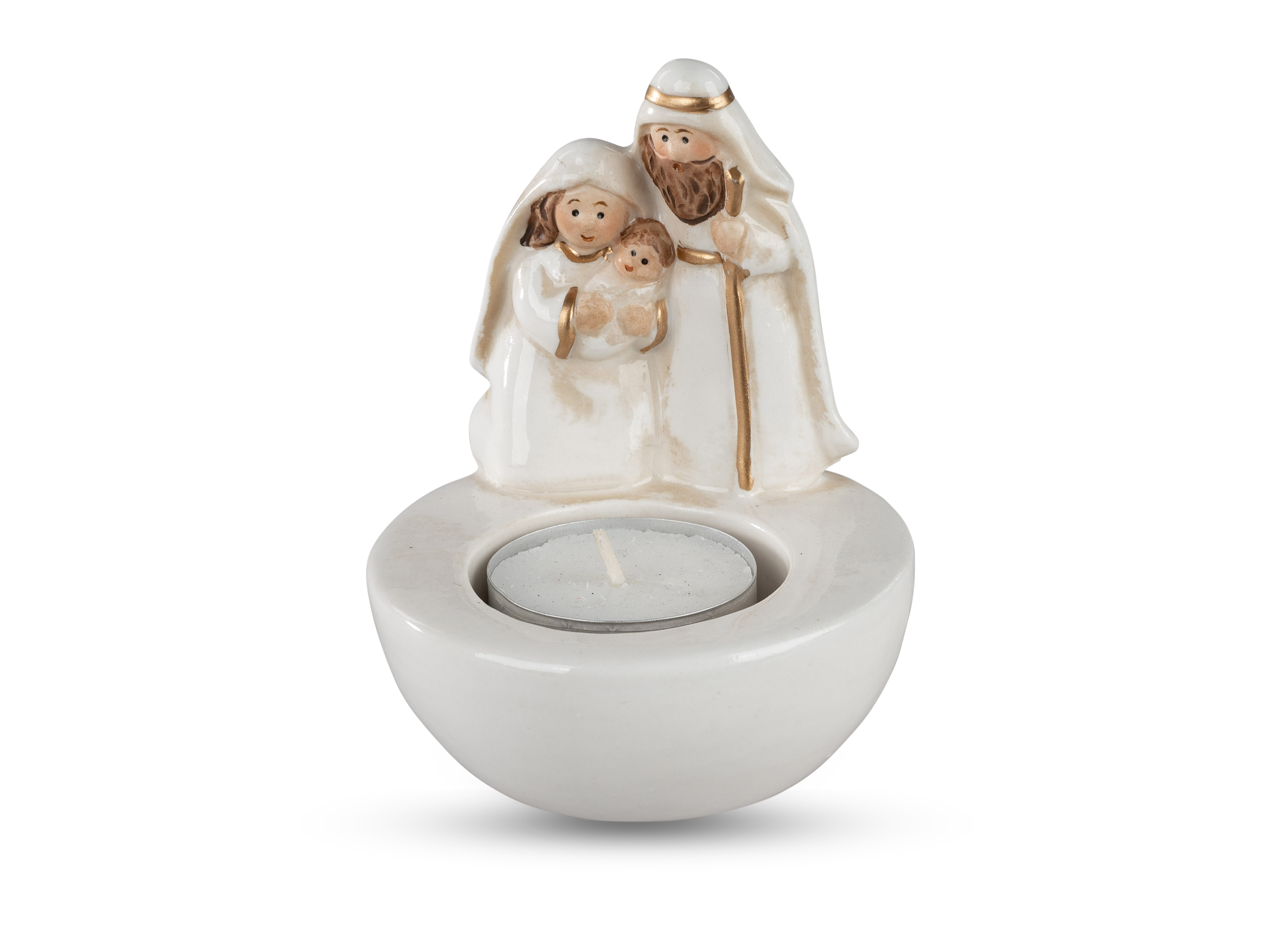 Teelichtleuchter mit heilige Familie 8x10cm aus Porzellan Glas Kerzenhalter formano