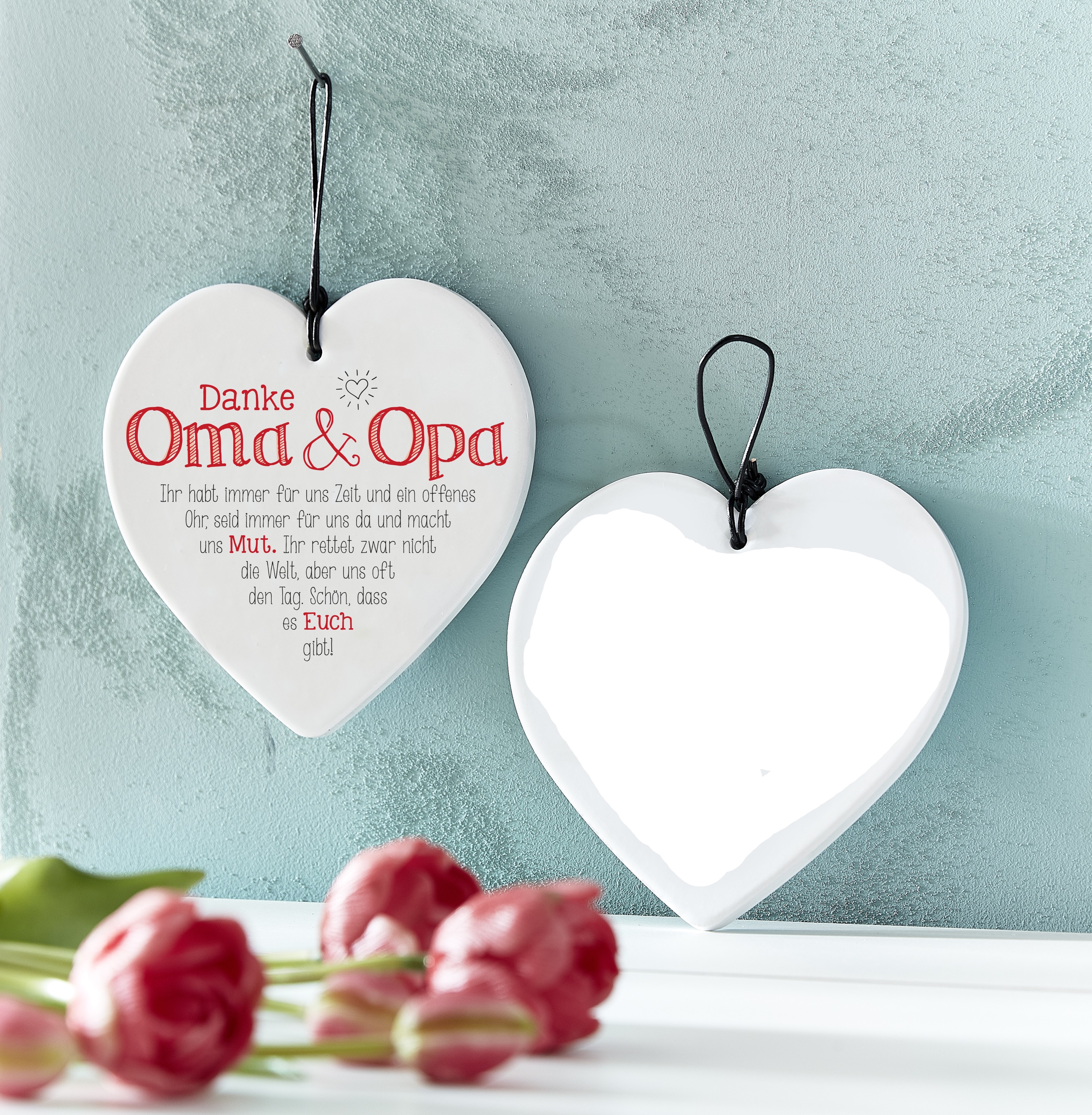Dekoratives Herz mit Spruch "Oma & Opa" 15x15 cm Hänger zum Verschenken FORMANO