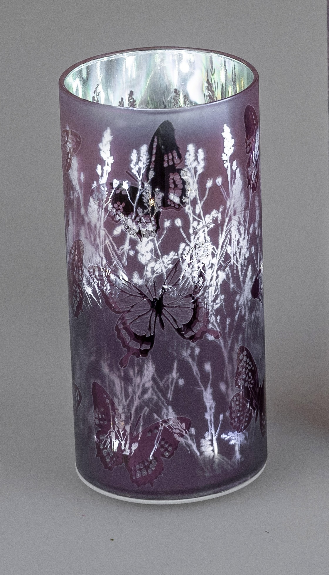 LED-Licht H.15 cm Schmetterlinge Deko-Tischlampe  lila silber mit Timer Formano