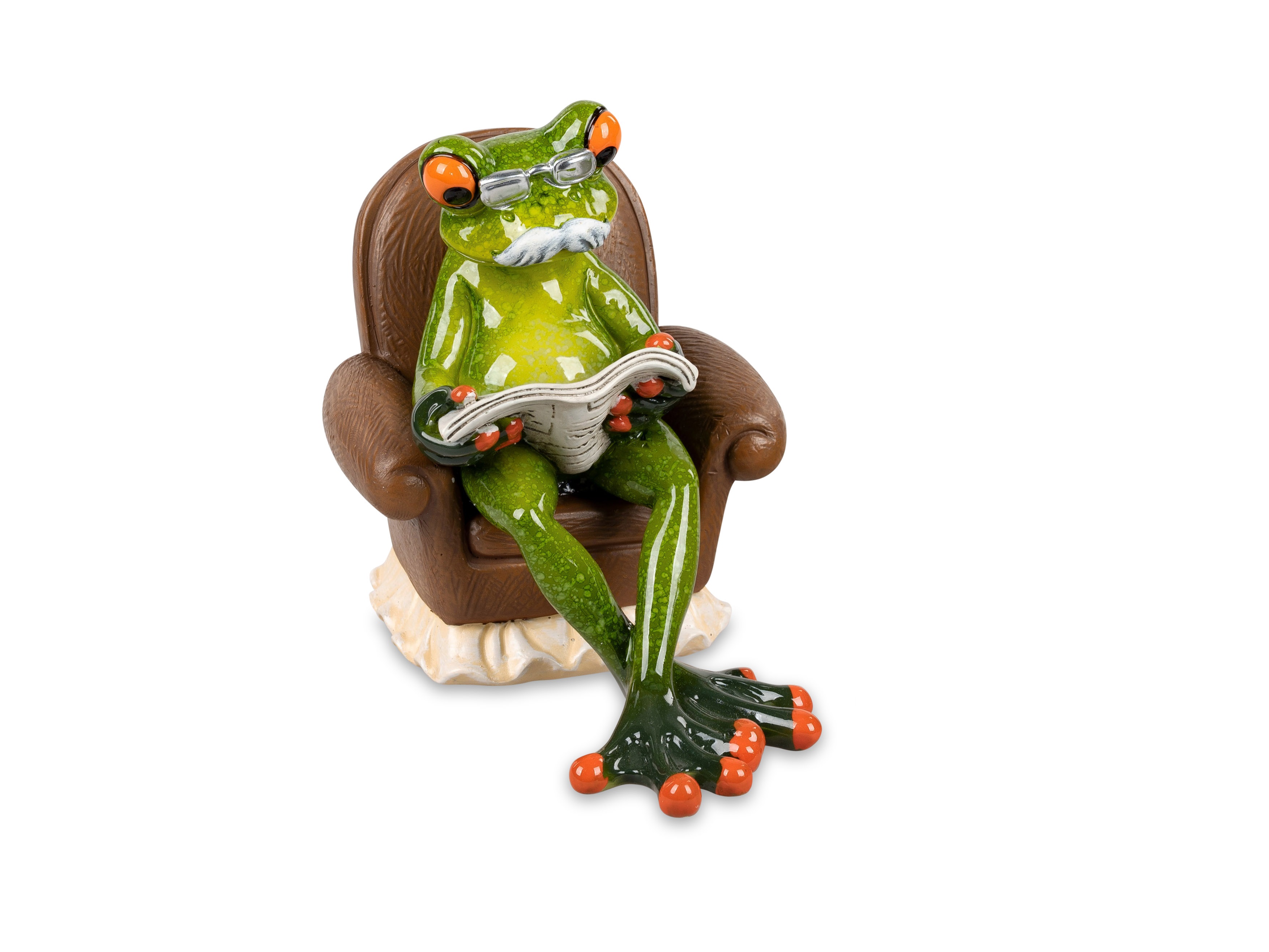 Frosch Opa im Sessel H. 16cm witzige Dekofiguren Froschhausen Formano