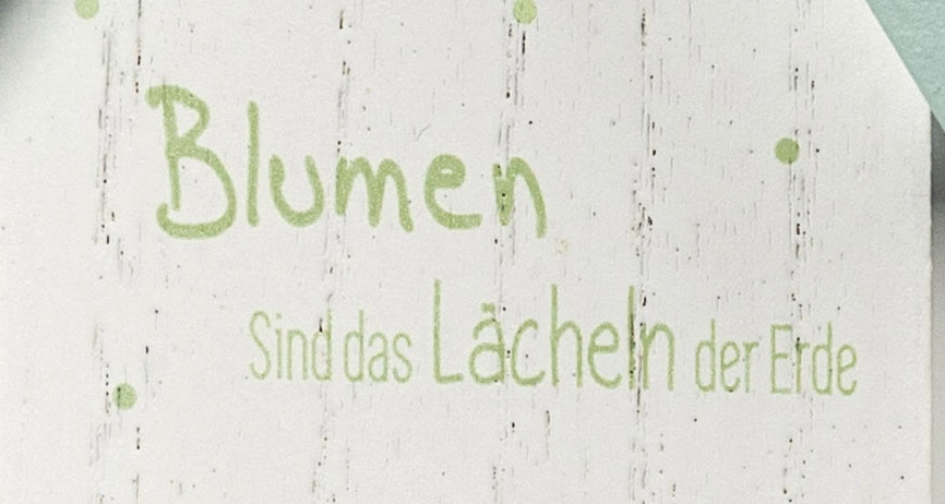 Deko Haus weiß-blau mit Spruch H. 19 cm weiß bunt m. Blumen aus Holz Formano F25