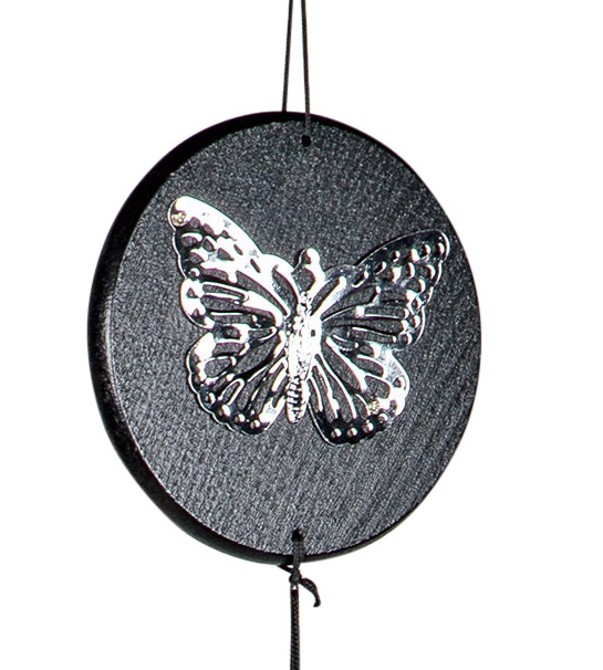 Windspiel L. 85 cm Schmetterling Klangspiel schwarz-silber formano