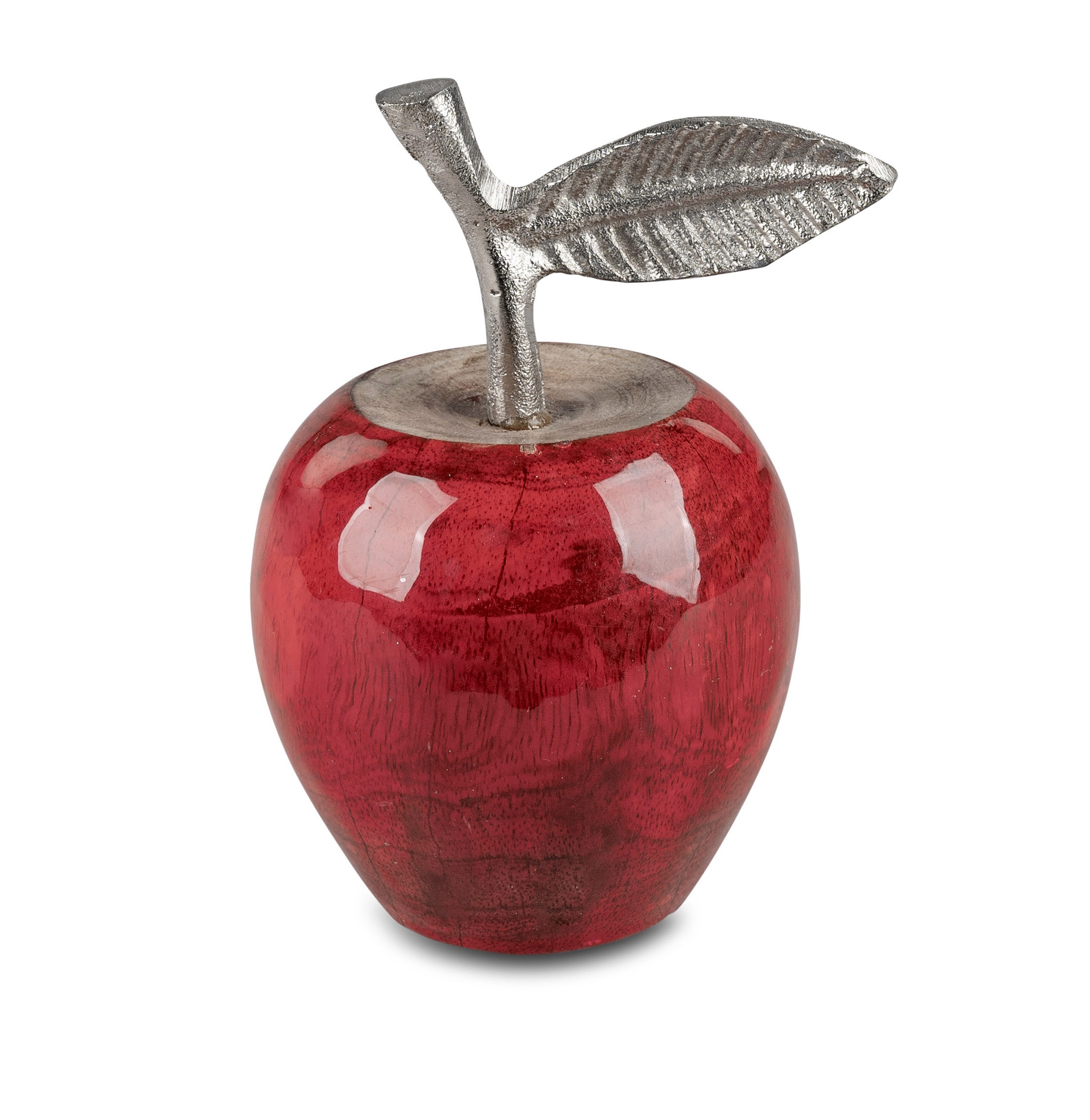 Deko-Objekt Apfel 13cm Alu-Mangoholz rot glasiert formano