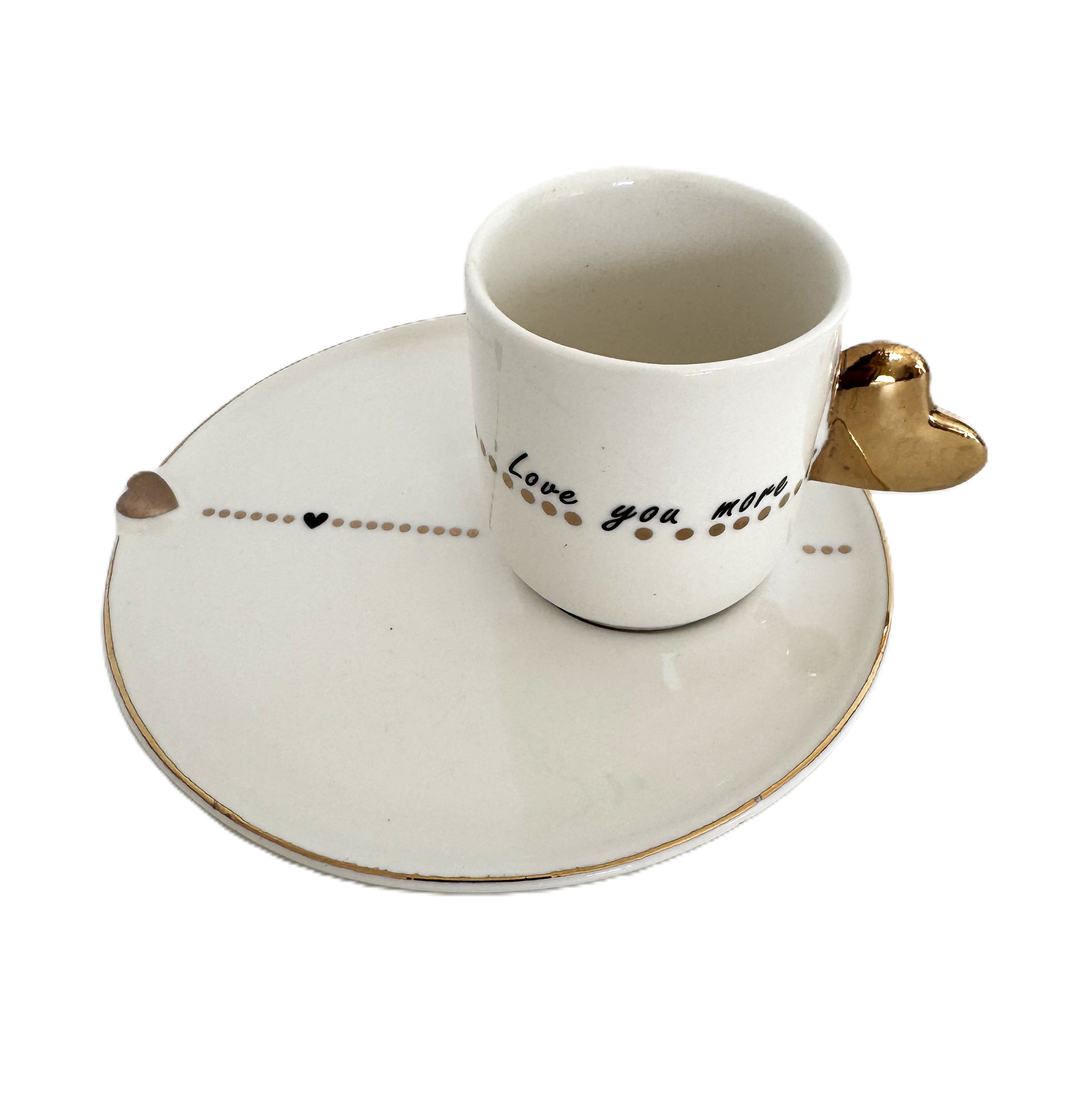 Espresso-4er Set "LOVE YOU" aus PORZELLAN mit Herzmotiv in Geschenkbox HOFF-Interieur