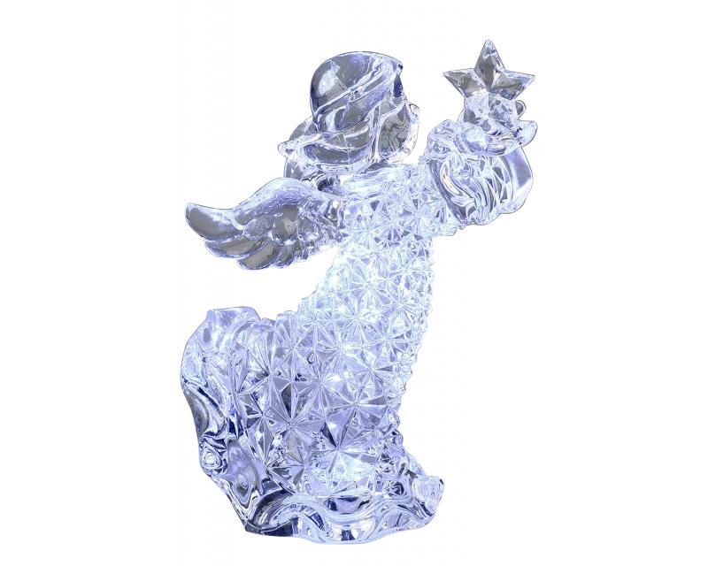 LED Weihnachtsengel Deko Figur mit Stern aus Acryl Diamant stehend  H.16cm Formano