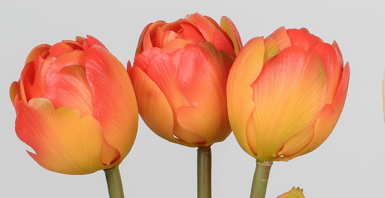 Künstliche Set 5 Stück Tulpenbündel 25cm orange Kunststoff Real Touch Tischdeko Kunstblumen formano