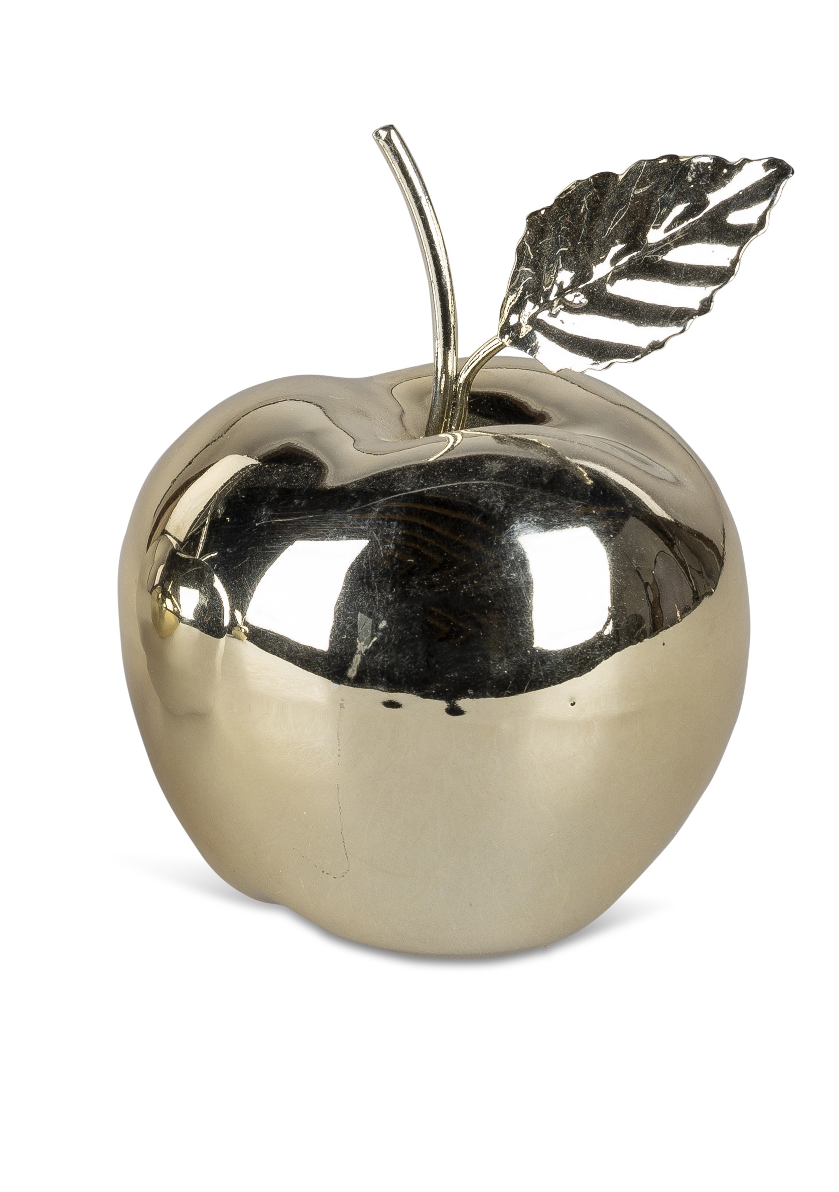 Dekoobjekt Äpfel H. 13 cm Gold mit Silberblatt aus Metall, Steingut Deko Apfel Formano