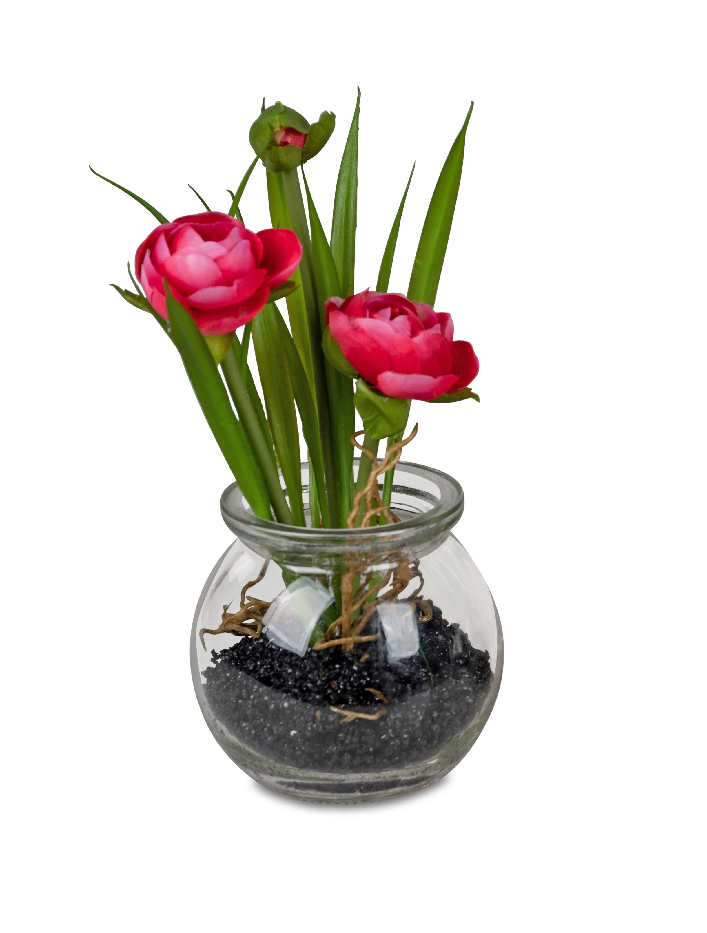 Ranunkel im Glastopf ca. 18 cm ROSA Tischdeko Kunstblumen Deko-Pflanze formano