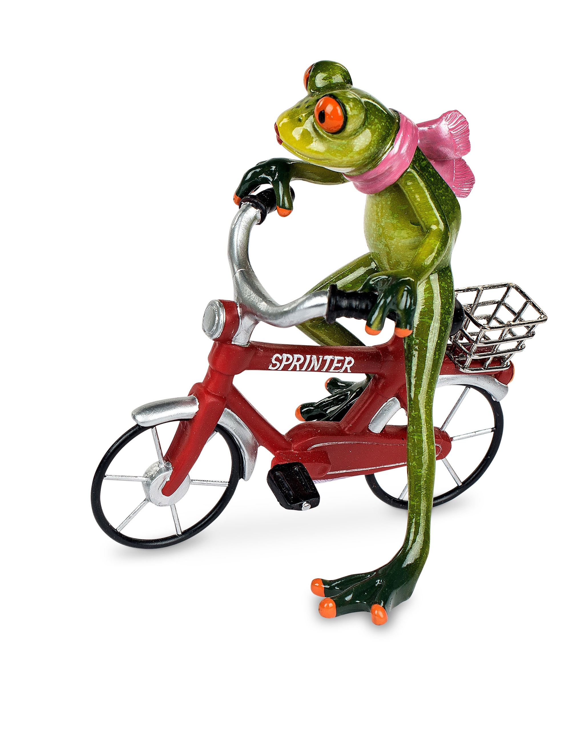 Deko-Figur Frosch auf Fahrrad rot 17cm Froschhausen Formano
