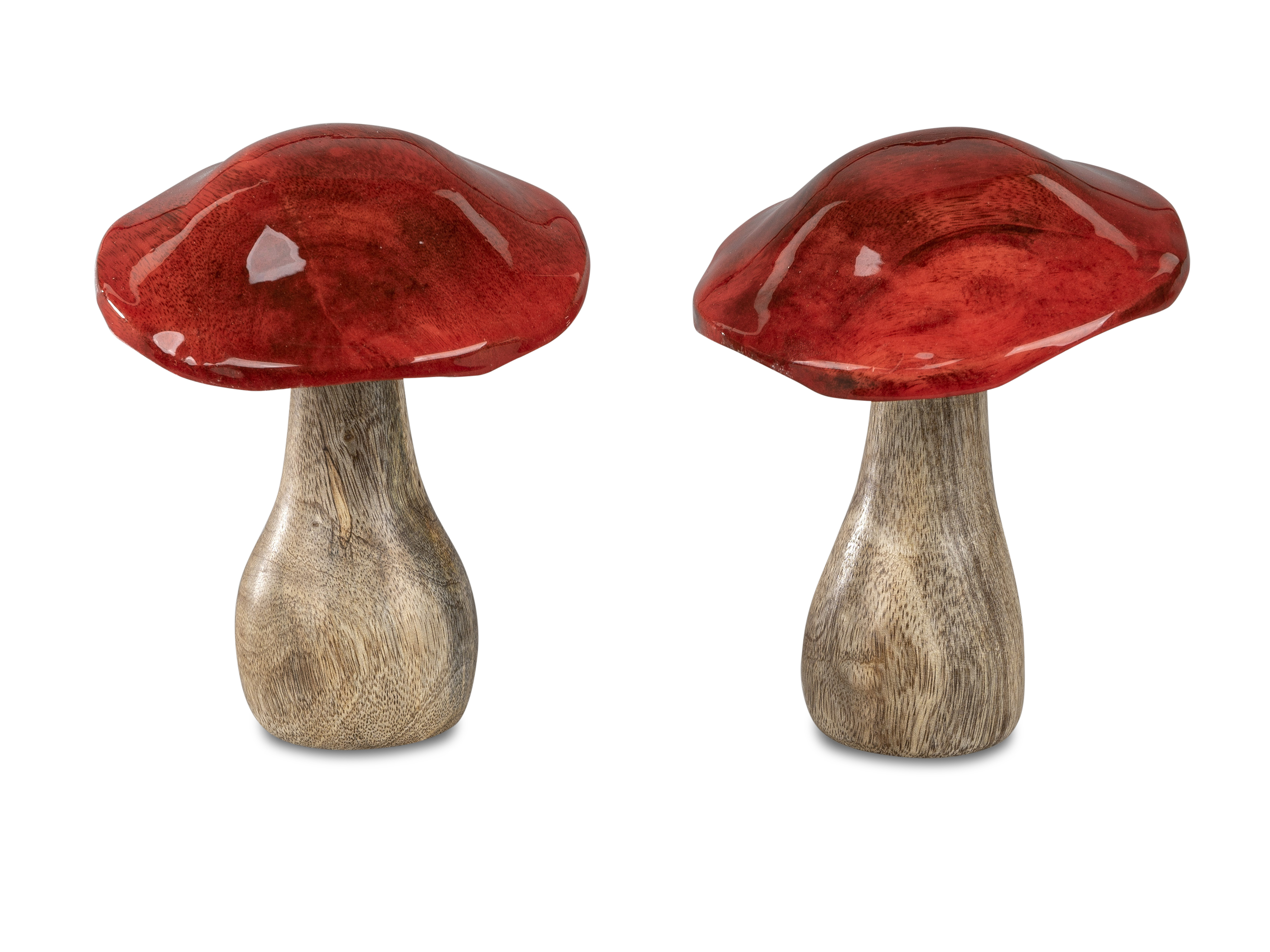 2er SET Pilze 16,5cm rot – natur aus Mangoholz formano
