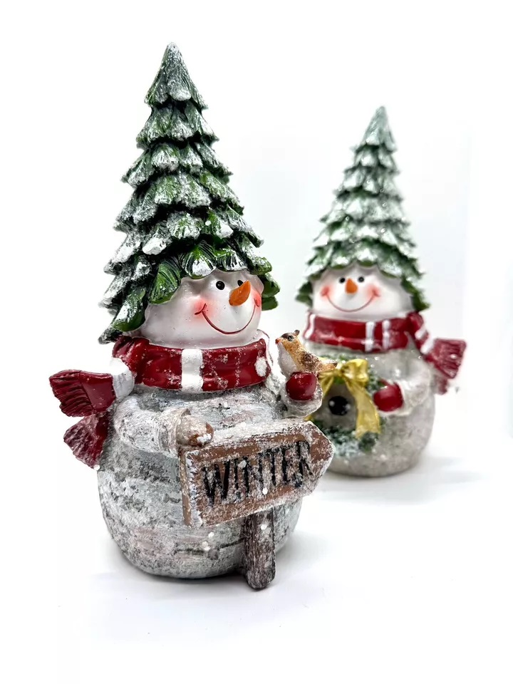 Deko Figur Schneemann 22 cm mit WINTER und Schneedekor und Glitter Winterzeit Formano