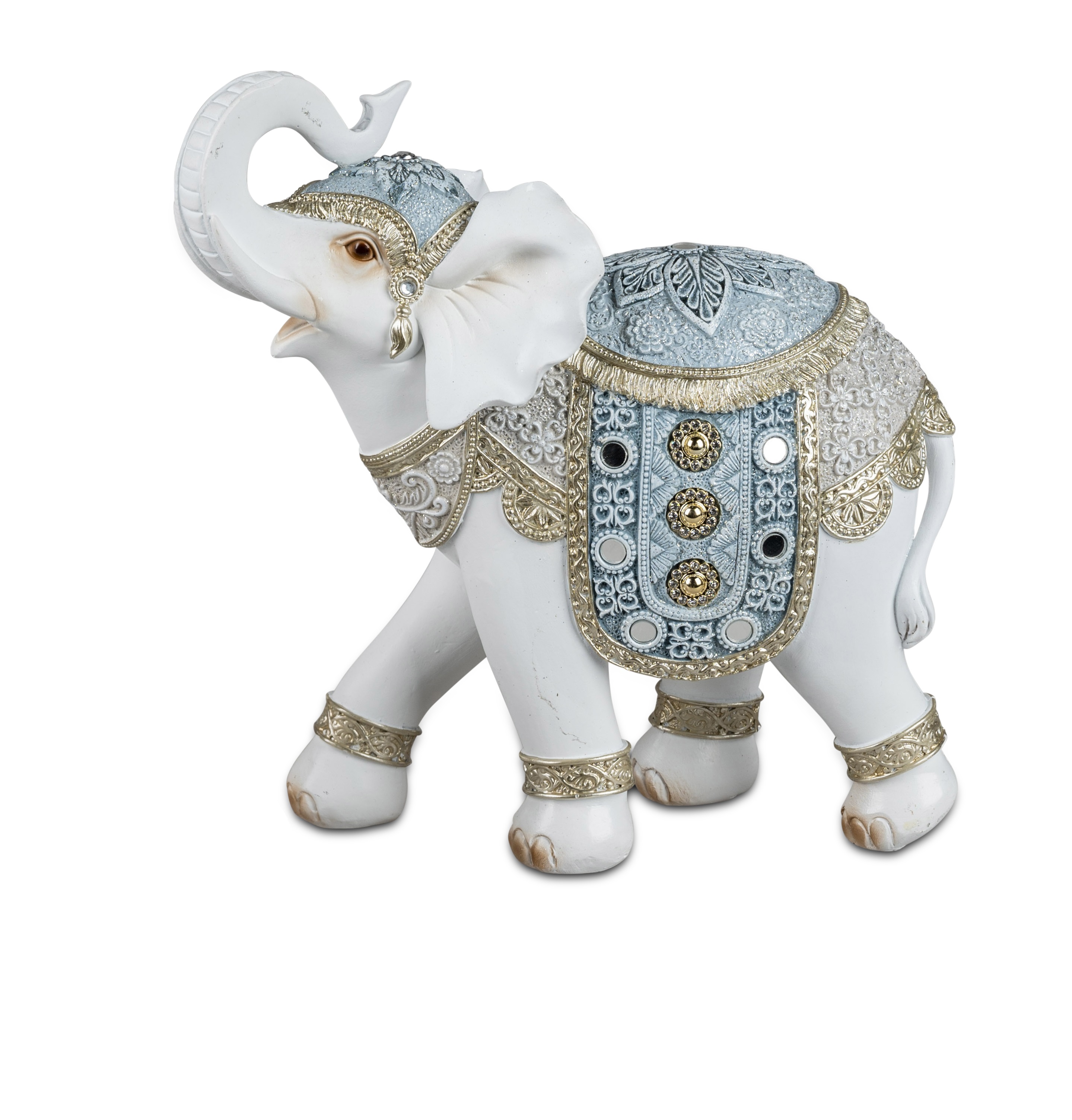 Dekofiguren Elefanten 19cm m. Relief + Spiegel-Elementen Formano